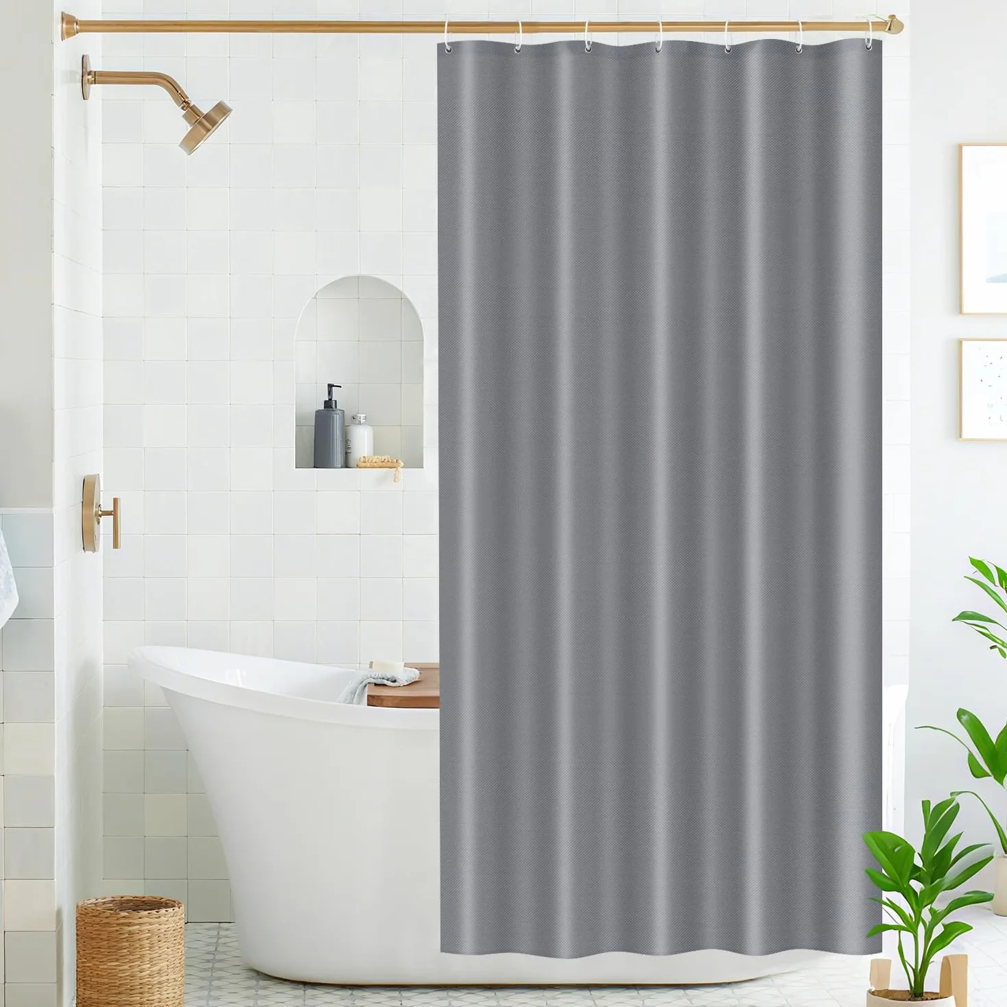 100x200 zasłona do wanny z poliestru, zasłona prysznicowa antypleśniowa do łazienki, zasłona do wanny i prysznica z tkaniny, wodoodporna, nadaje się do prania, zasłona prysznicowa z 7 hakami