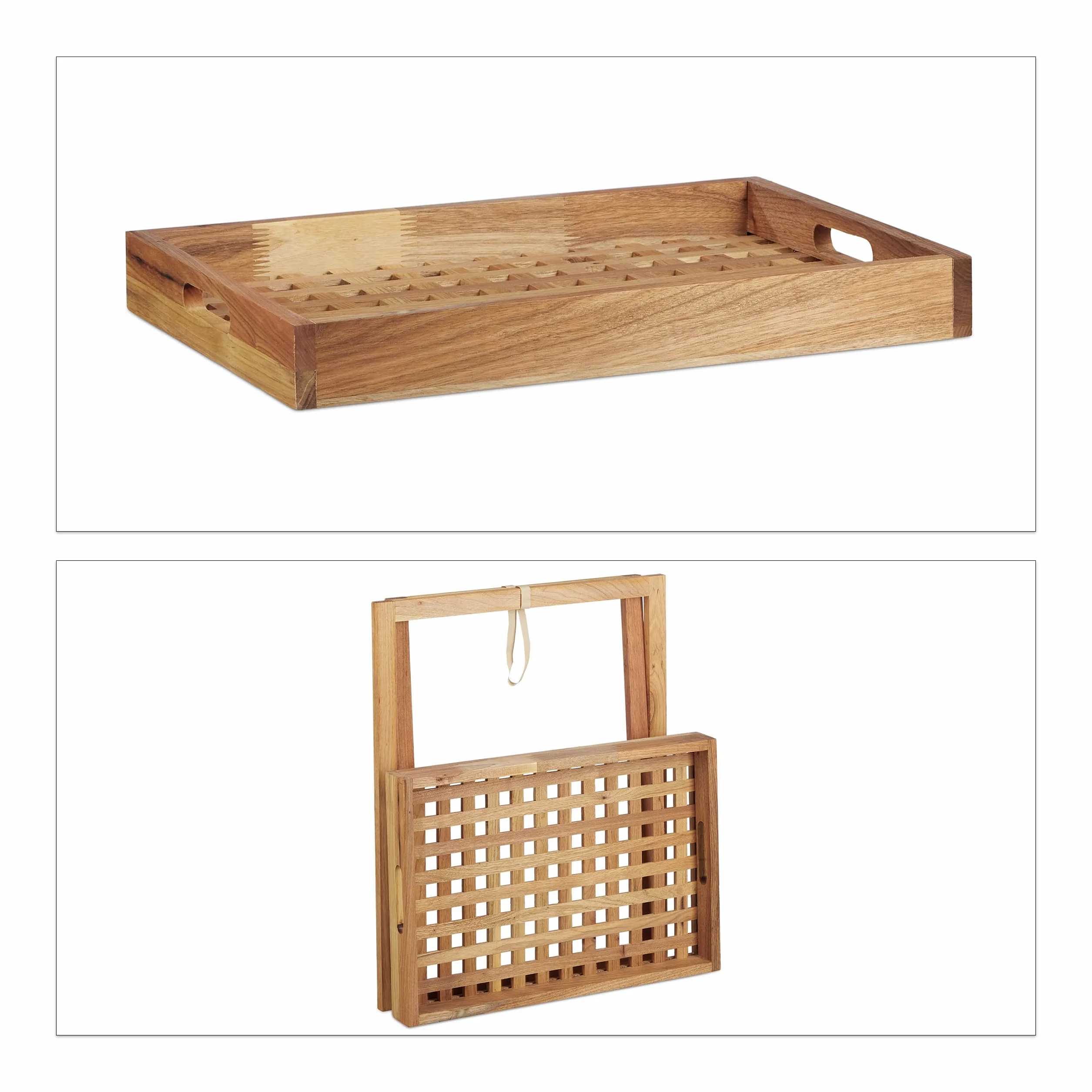 Składany stolik z tacą, stolik boczny, do serwowania, stolik kawowy, drewno orzechowe, elegancki design