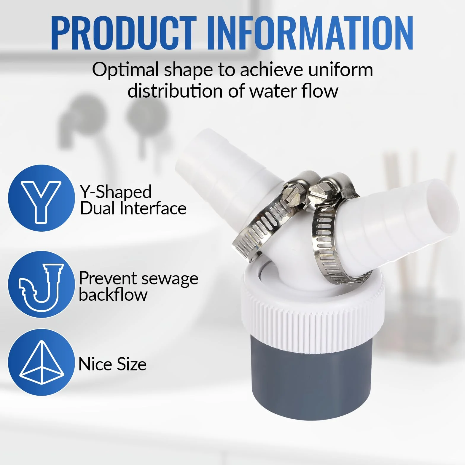 Adapter Odpływu do Pralki i Zmywarki, Podwójne Złącze Y do Węża Ø40 mm i Wejścia Ø18-24 mm, Adapter PVC, Akcesorium Odpływowe