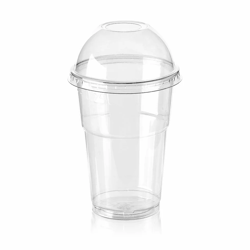 Kubki PET do Shake i Granity z Wiekami Wypukłymi z Otworem, Jednorazowe, Przezroczyste, 50 Sztuk (250.0, Mililitry, Kubki PET 250ml SUP do shake granity z wiekami wypukłymi z otworem - 50 sztuk)