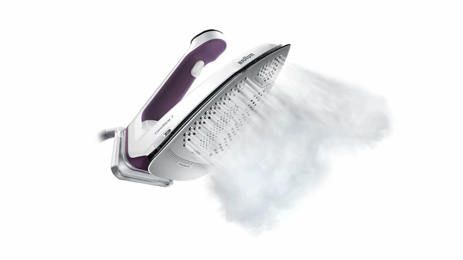 Braun CareStyle 7 Pro IS 7266 VI stacja parowa, FreeGlide 3D, funkcja iCare, iMode i pionowej pary, FastClean, uderzenie pary 550 g/min, zdejmowany zbiornik na wodę 2 l, 2700 W, biało-fioletowa