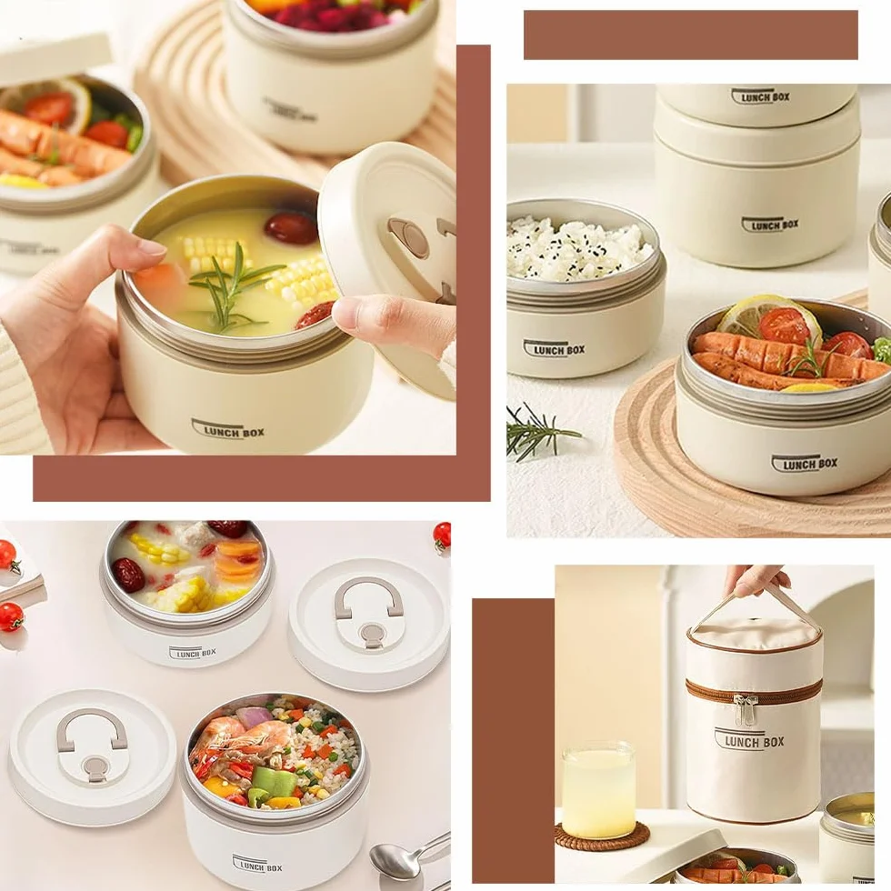 Sightday Termiczne pudełko na lunch ze stali nierdzewnej, szczelne, 440 ml i 600 ml