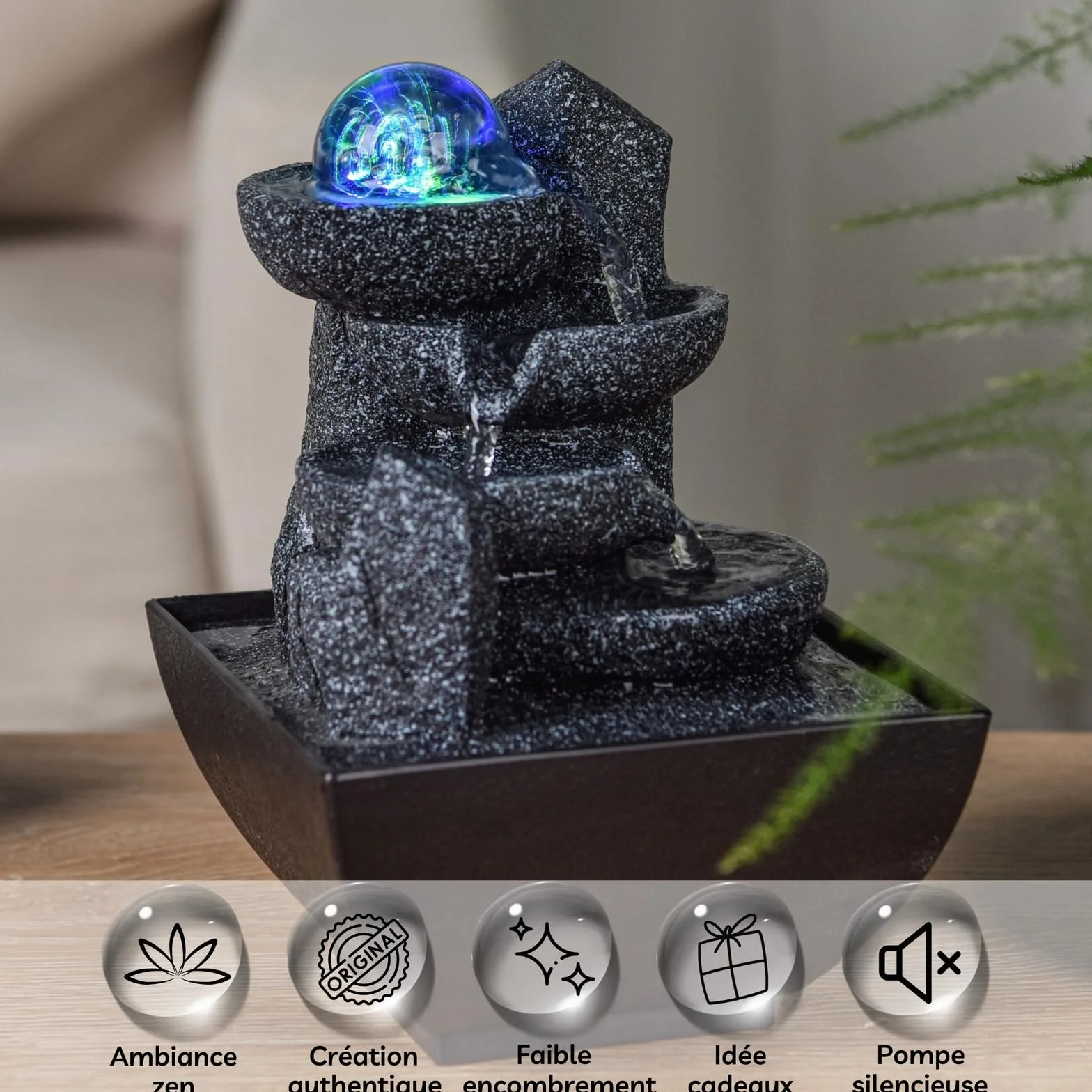 Lopo Zen'Light Fontanna do wnętrz LED H 18 cm Stołowa Zamknięta