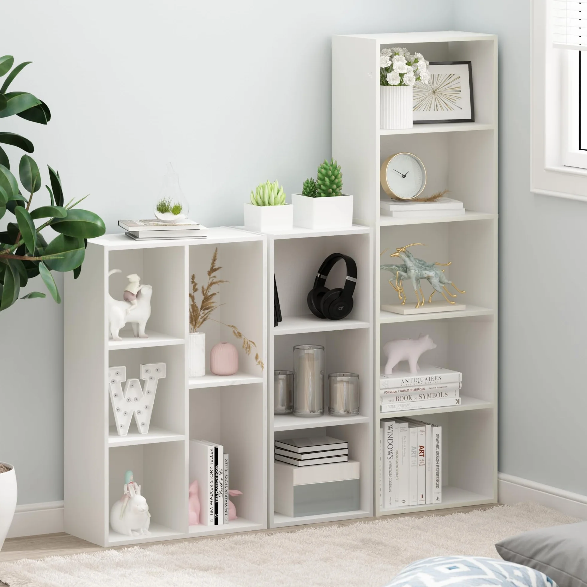 Furinno Luder 3-poziomowy regał z otwartą półką, biały