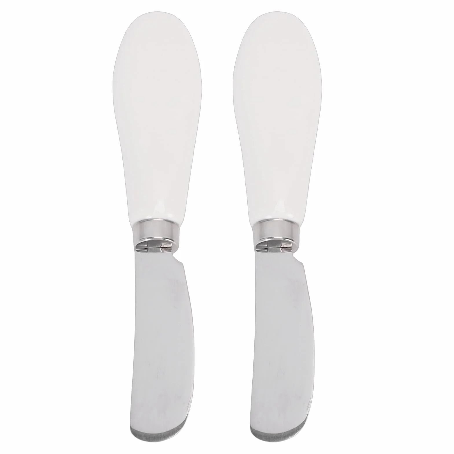 Acouto 2 szt. Nóż do Masła, Naczynie ze Stali Nierdzewnej Nadające się do Mycia w Zmywarce z Ceramicznym Uchwytem Smarowania Dżemu i Sera (WHITE)