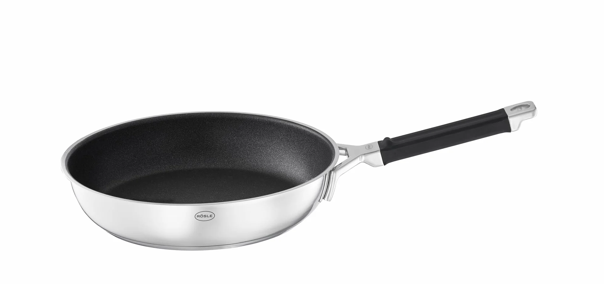 RÖSLE SILENCE PRO Patelnia 24 cm z powłoką nieprzywierającą ProResist, stal nierdzewna, indukcyjna, srebrno-czarna