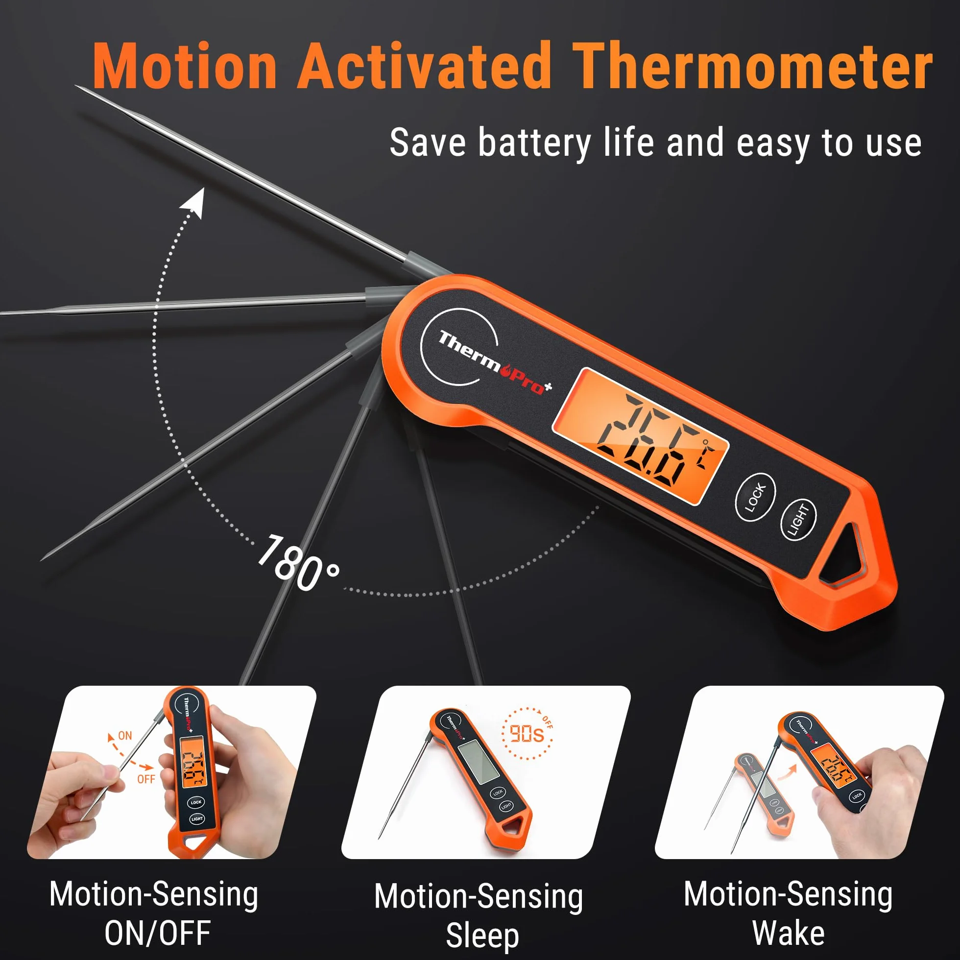 ThermoPro TP19H Termometr cyfrowy do mięsa do gotowania z podświetleniem, wodoodporna sonda termometru do mięsa do kuchni