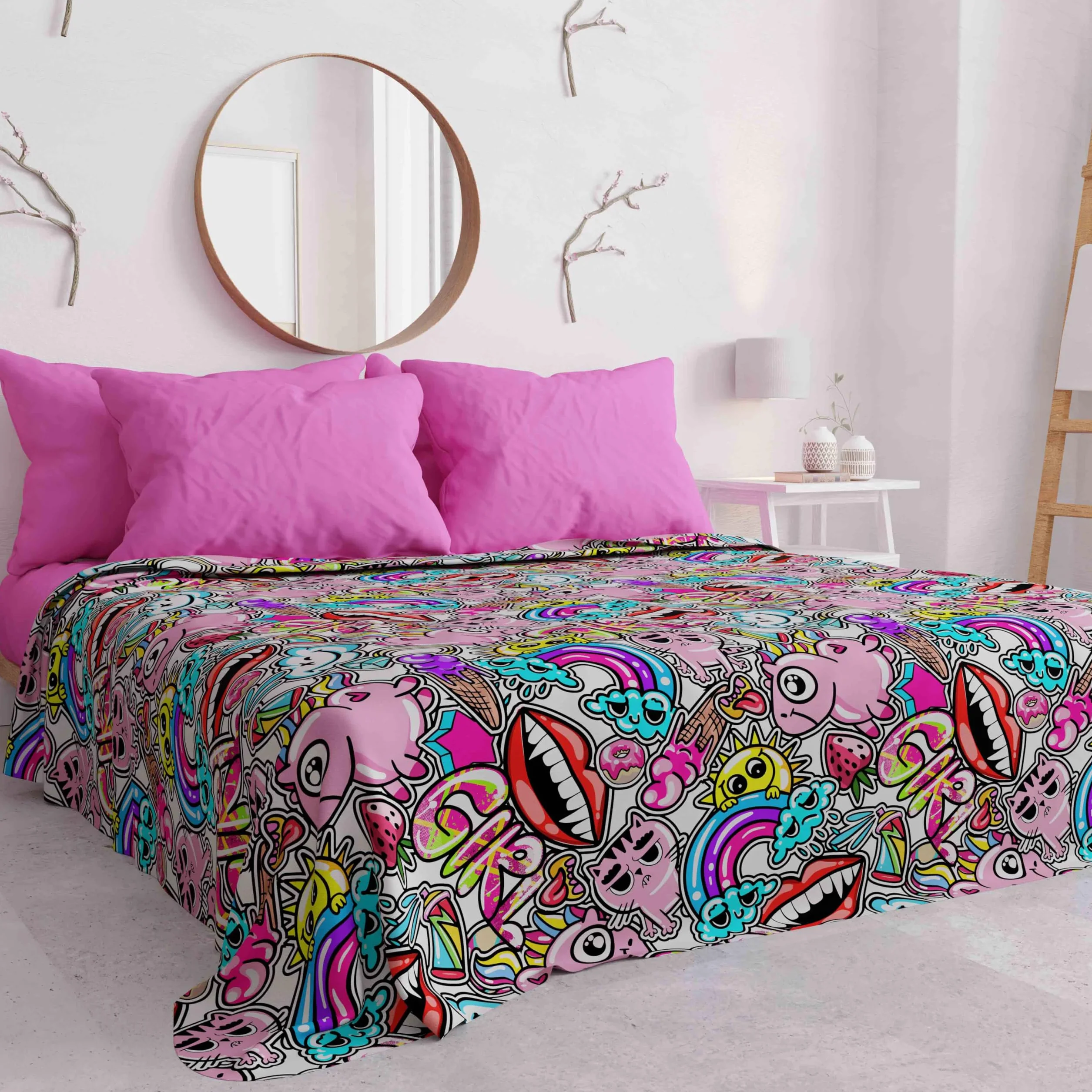 PETTI Artigiani Italiani Koc 165x260 cm Lekki Jednoosobowy Motyw Malowidła 100% Włochy