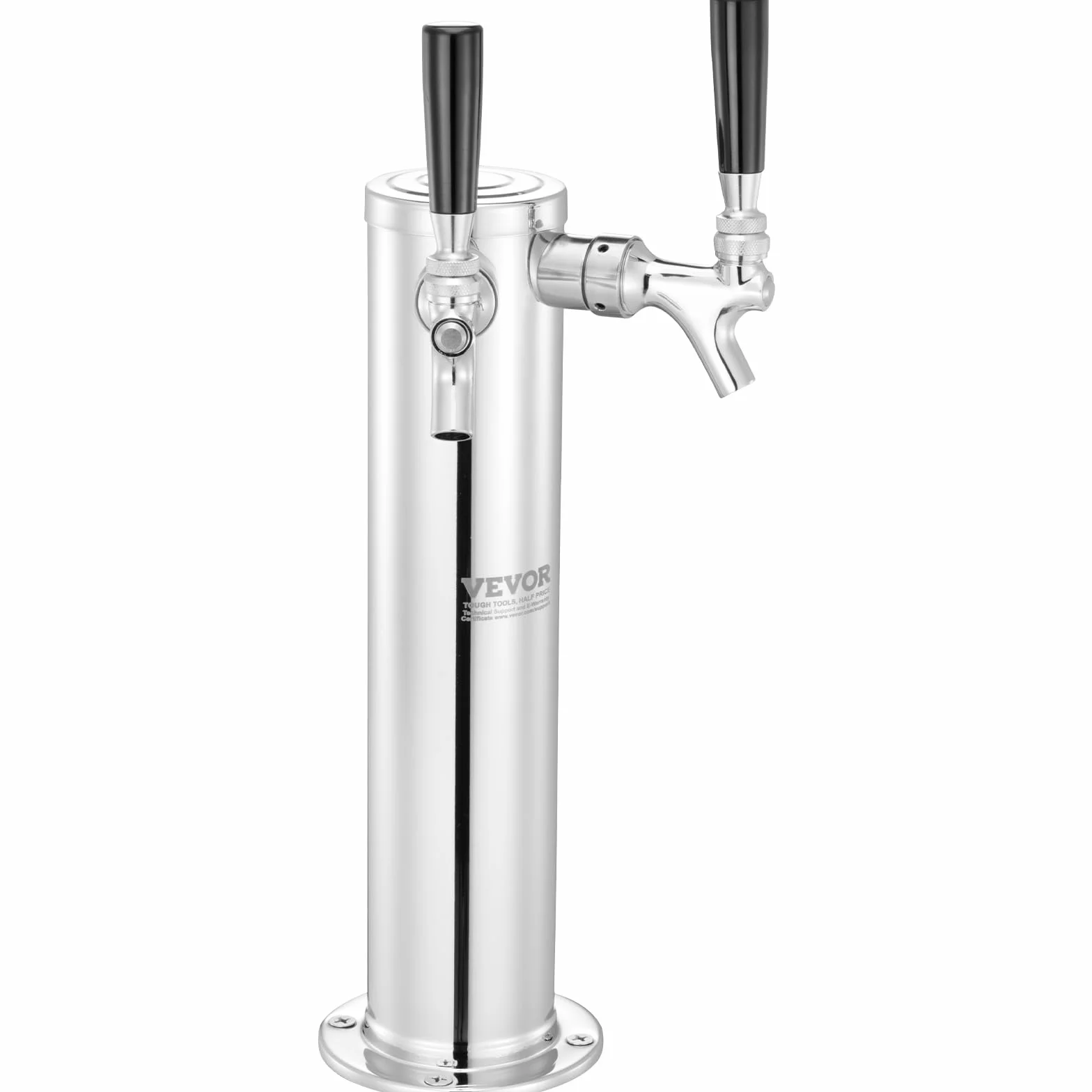 VEVOR Kegerator zestaw do konwersji piwa z dwoma kranami, dozownik wieży piwa ze stali nierdzewnej z podwójnym urządzeniem pomiarowym W21.8 i sprzęgłem beczkowym systemu A, tacka na imprezy w domu