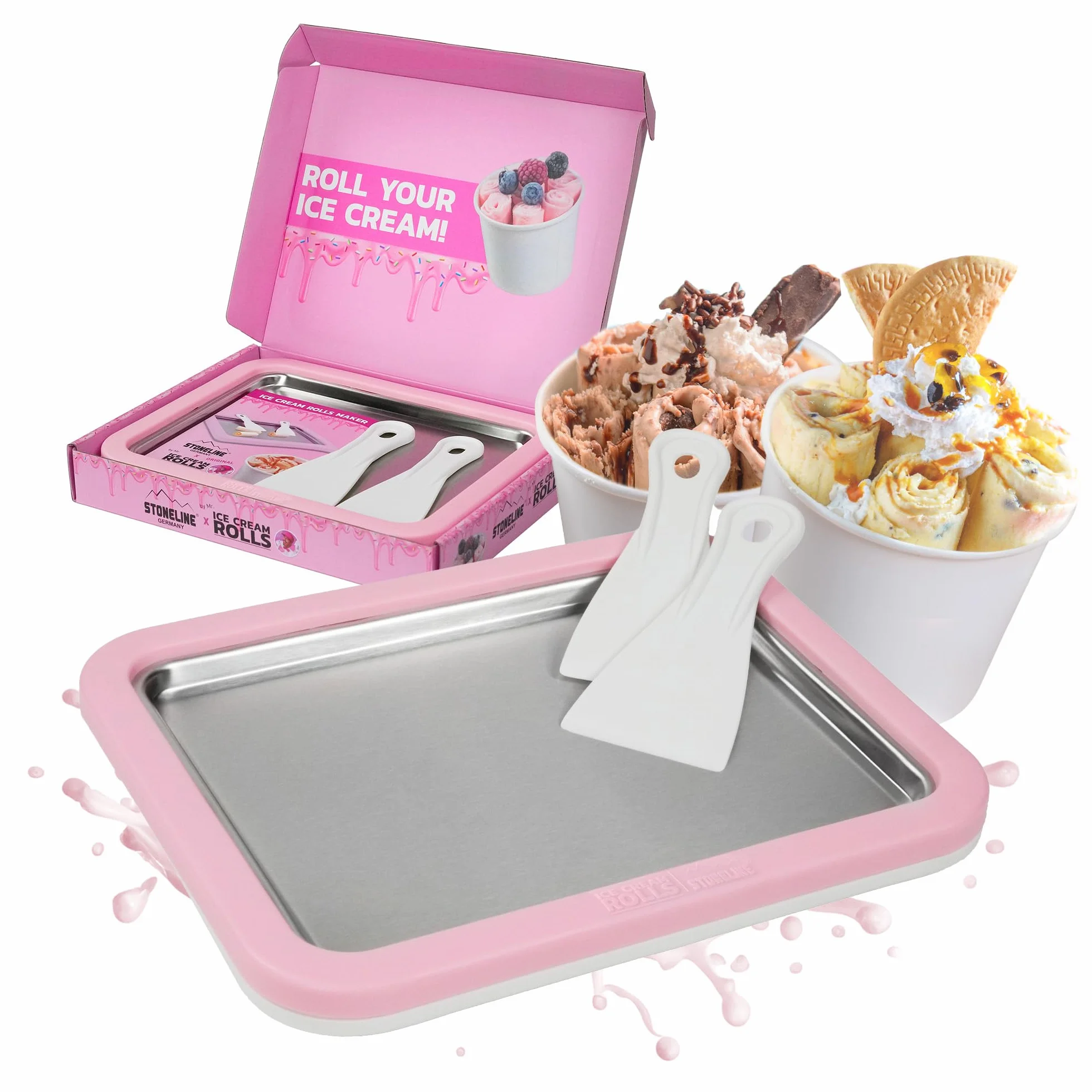 Różowy Ice Cream Rolls Maker Eisflat do Domowej Roboty