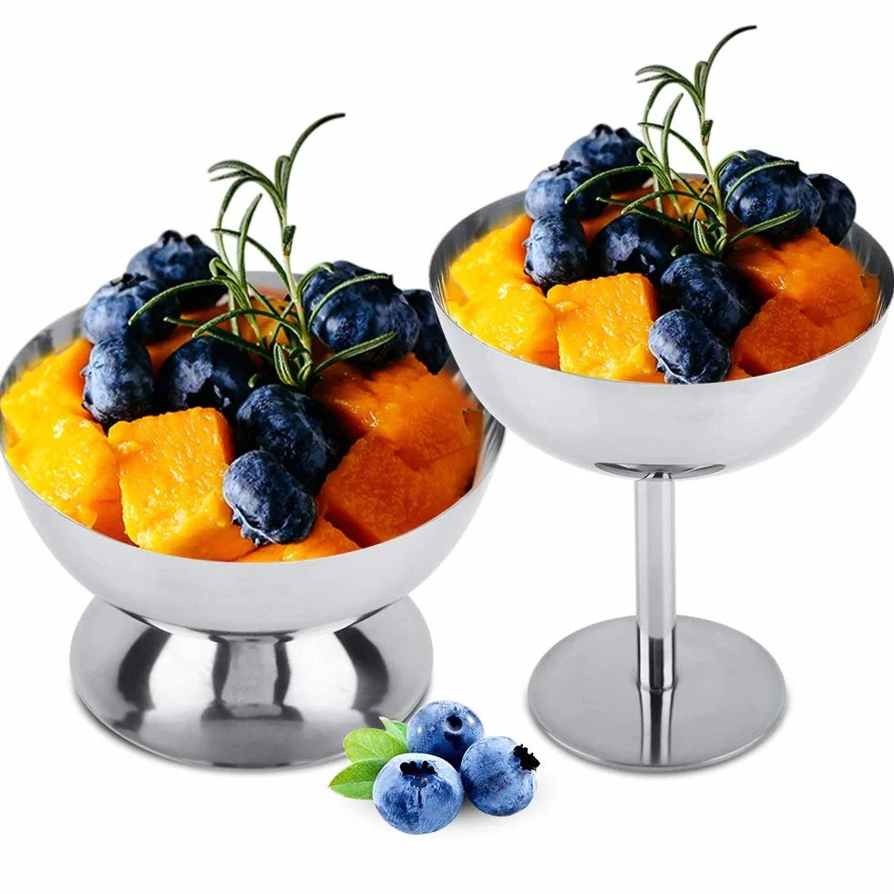 Raguso Kubki do lodów ze stali nierdzewnej sorbet custard serwowanie deserowe miski do sałatek owocowych budyń (krótki)