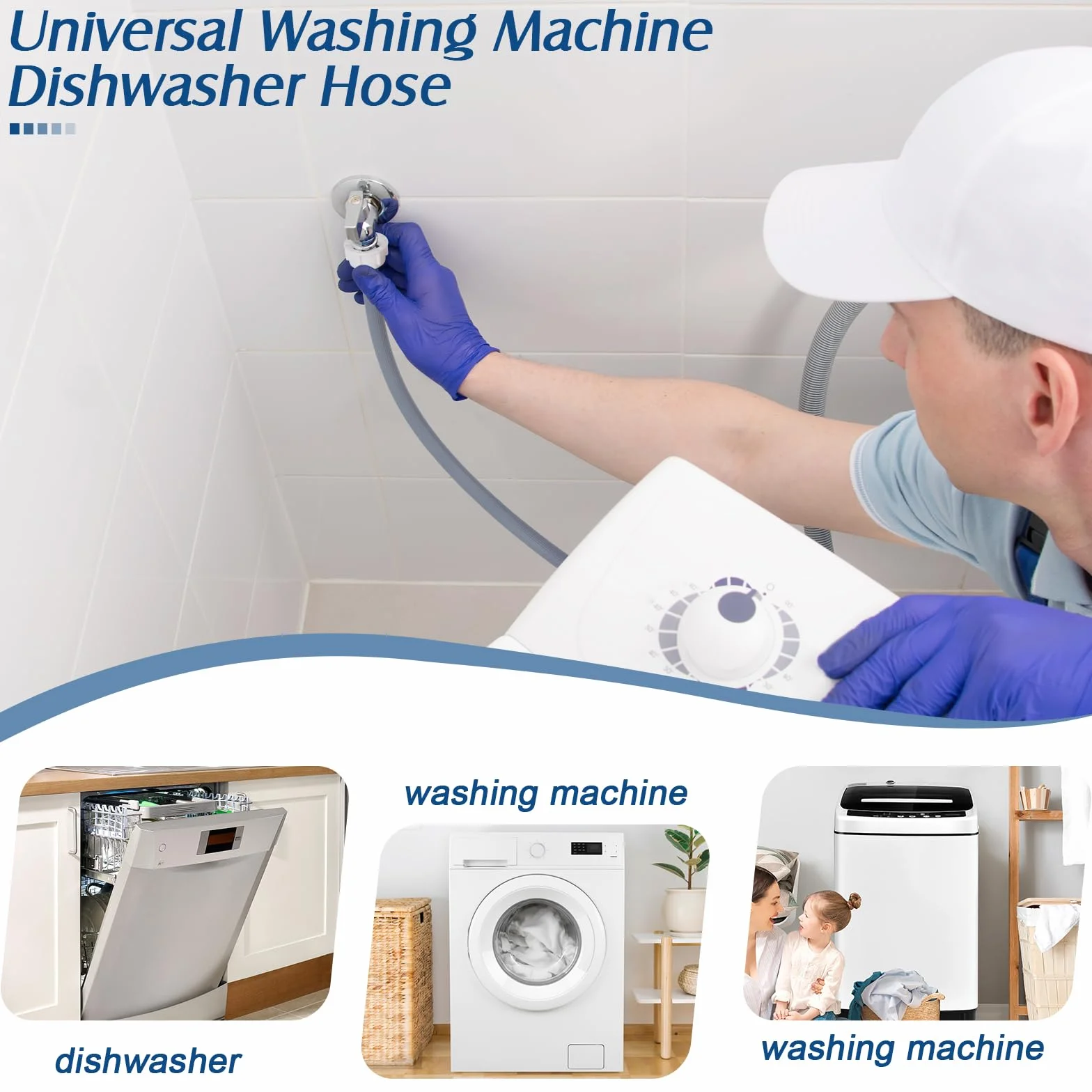 twoonto Washing Machine Inlet spodnie do pralek, wąż dopływowy 1 m, uniwersalny wąż dopływowy do pralek i zmywarek, wąż doprowadzający wodę 3/4 cala