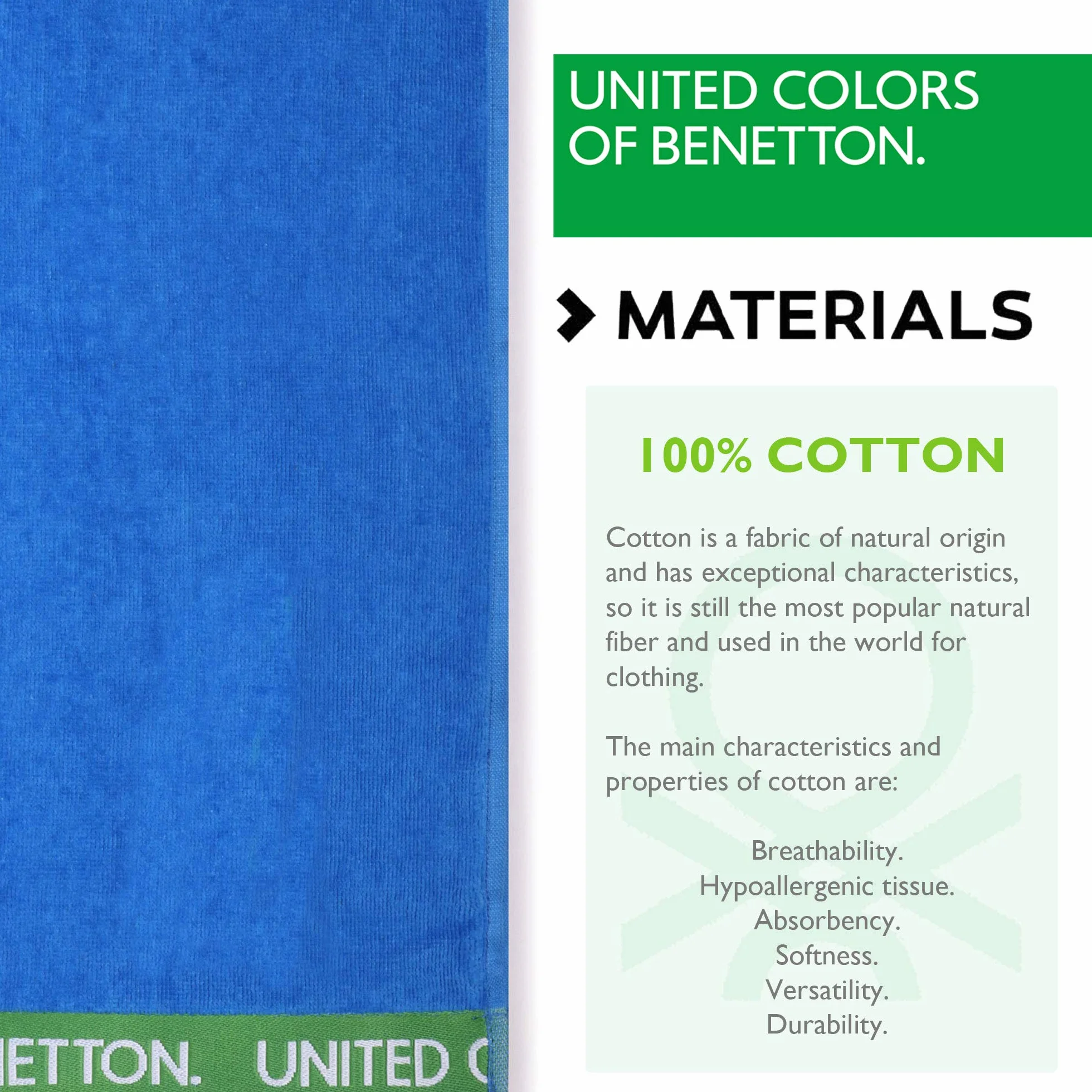 UNITED COLORS OF BENETTON. Colors of Benetton – ręcznik plażowy 90 x 160 cm 380 g/m² 100% bawełna niebieski Casa Benetton BE044 90 x 160 cm