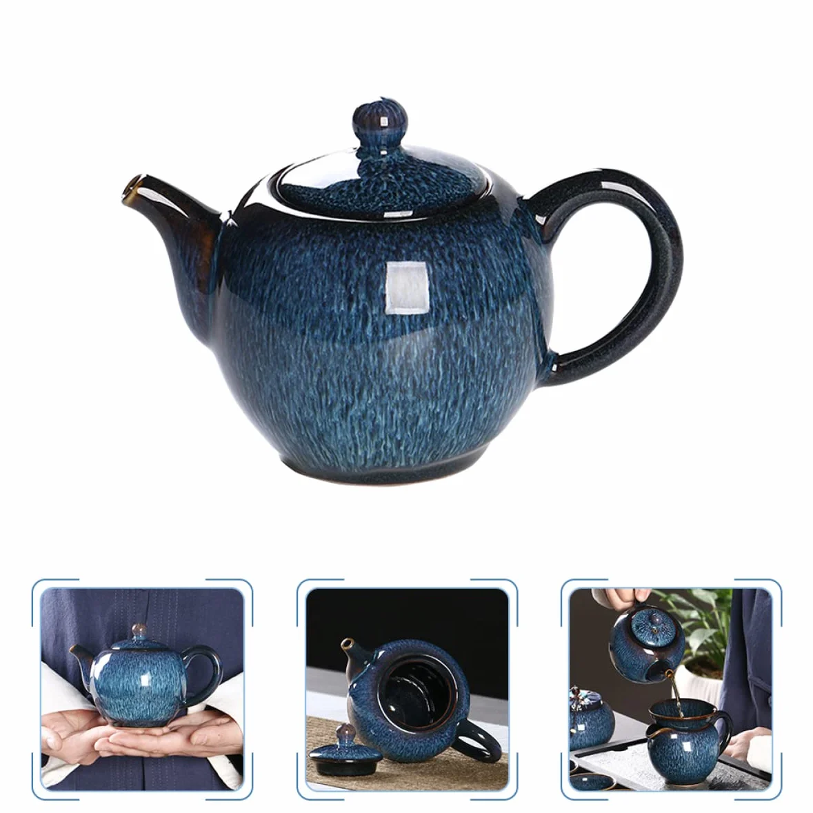 KICHOUSE Ceramic Teapot 300ml with Removable Stainless Steel Infuser for Loose Tea