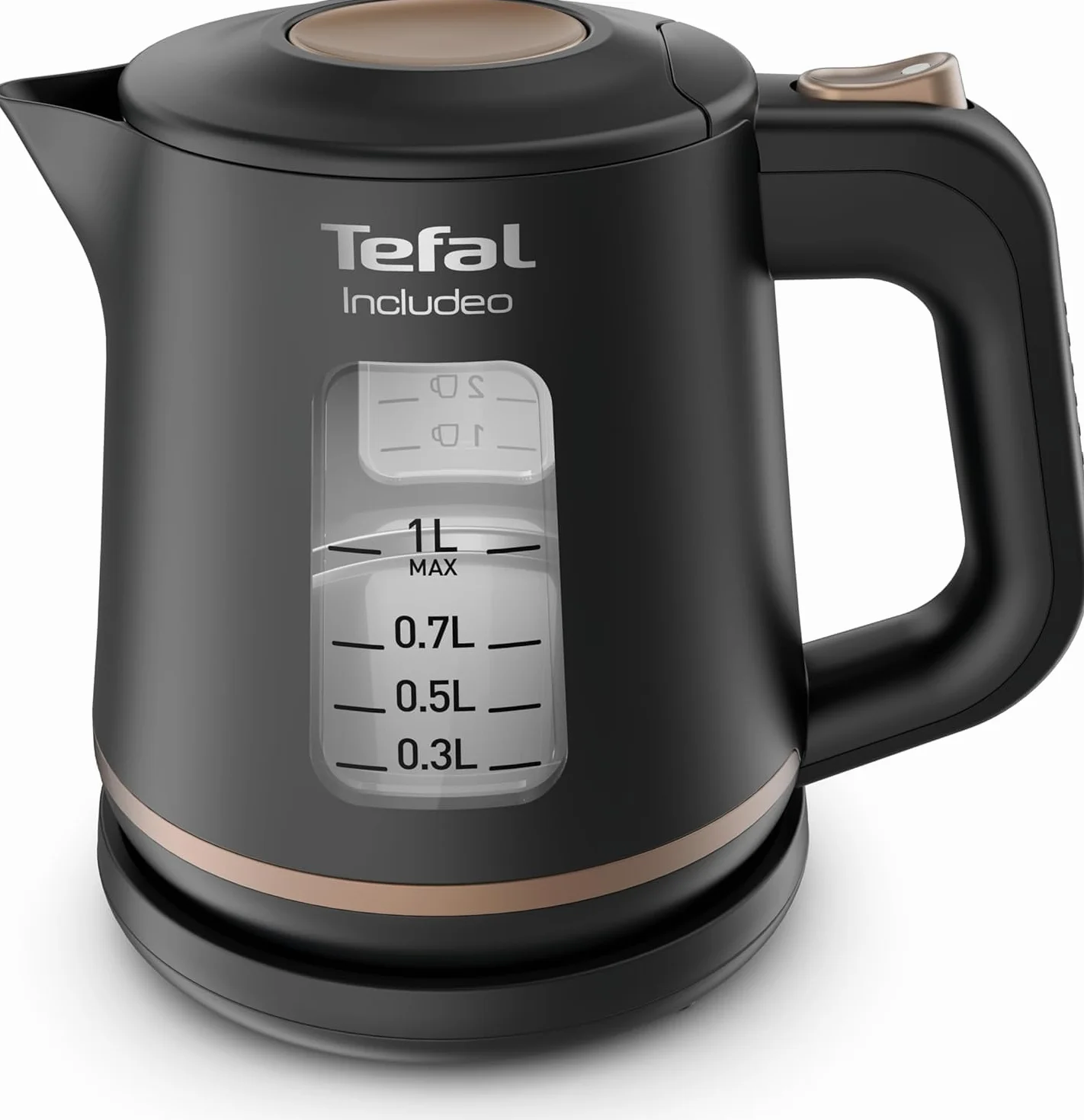 TEFAL KI533811 INCLUDEO czajnik elektryczny, duża moc 2400 W, czujnik niskiego poziomu wody, 1 L, Czarny