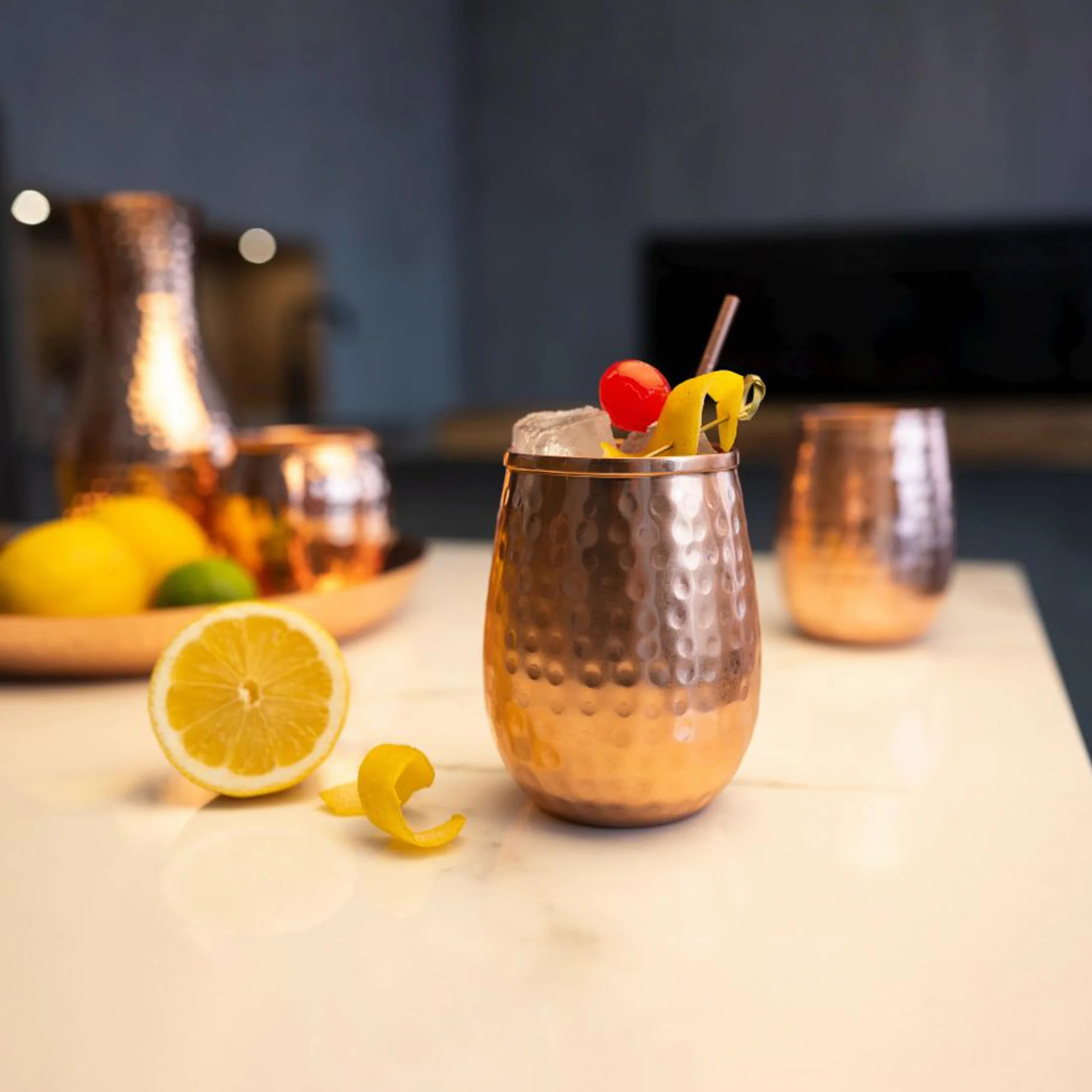 NKlaus 2x kubek miedziany czysta miedź 100% Ayuverda kubek do picia owalny Moscow Mule 500 ml 11262
