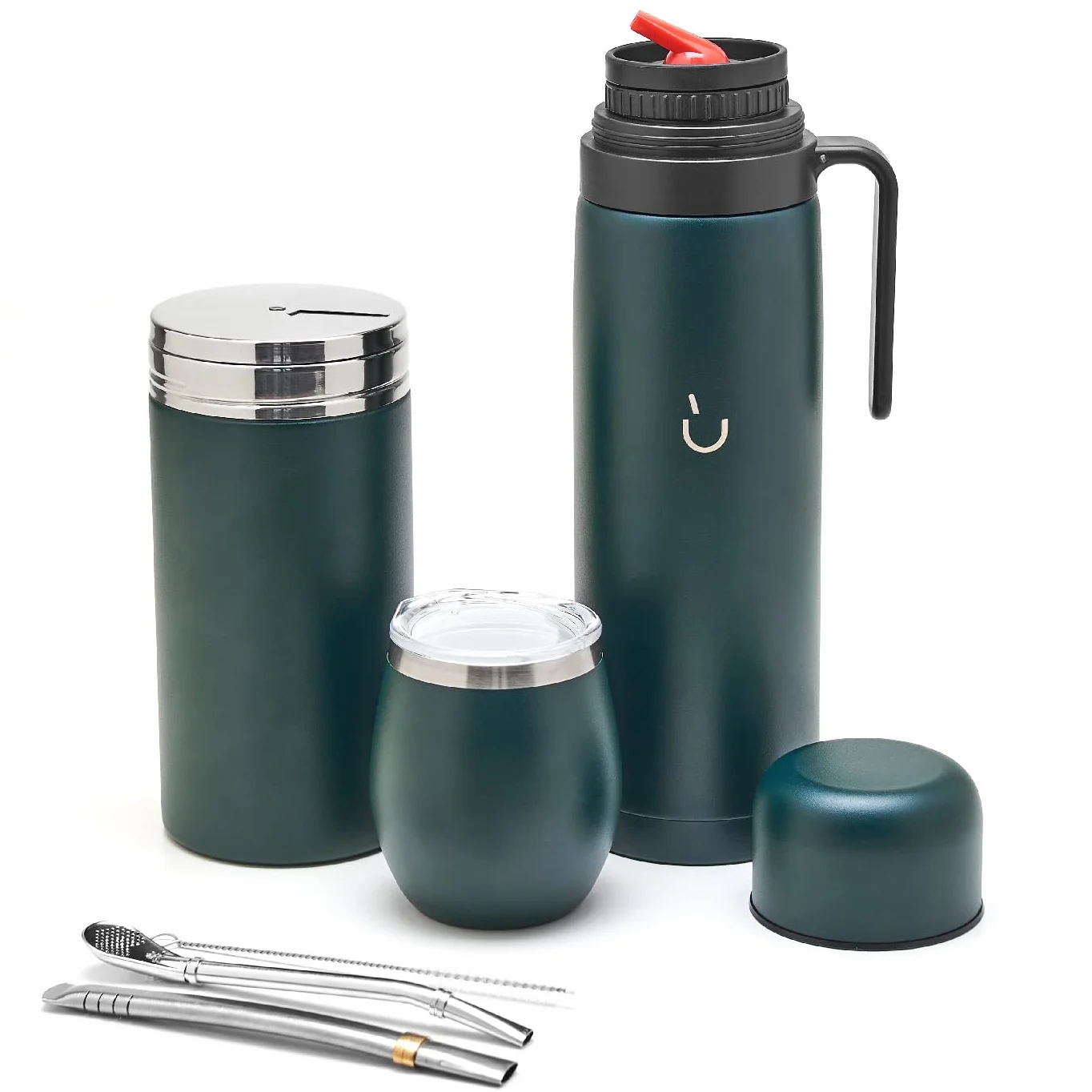 BALIBETOV Kompletny zestaw Yerba Mate – Mate Gourd, butelka izolacyjna, pojemnik Yerba, dwie szklanki bombila i szczotka do czyszczenia 304 18/8