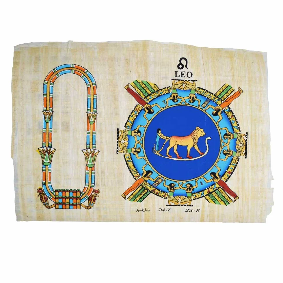Horus Artesanía de Egipto Papirus egipski Twoje imię i horoskop w hieroglifie na oryginalnym papirusie ręcznie i pomalowanym w Egipcie