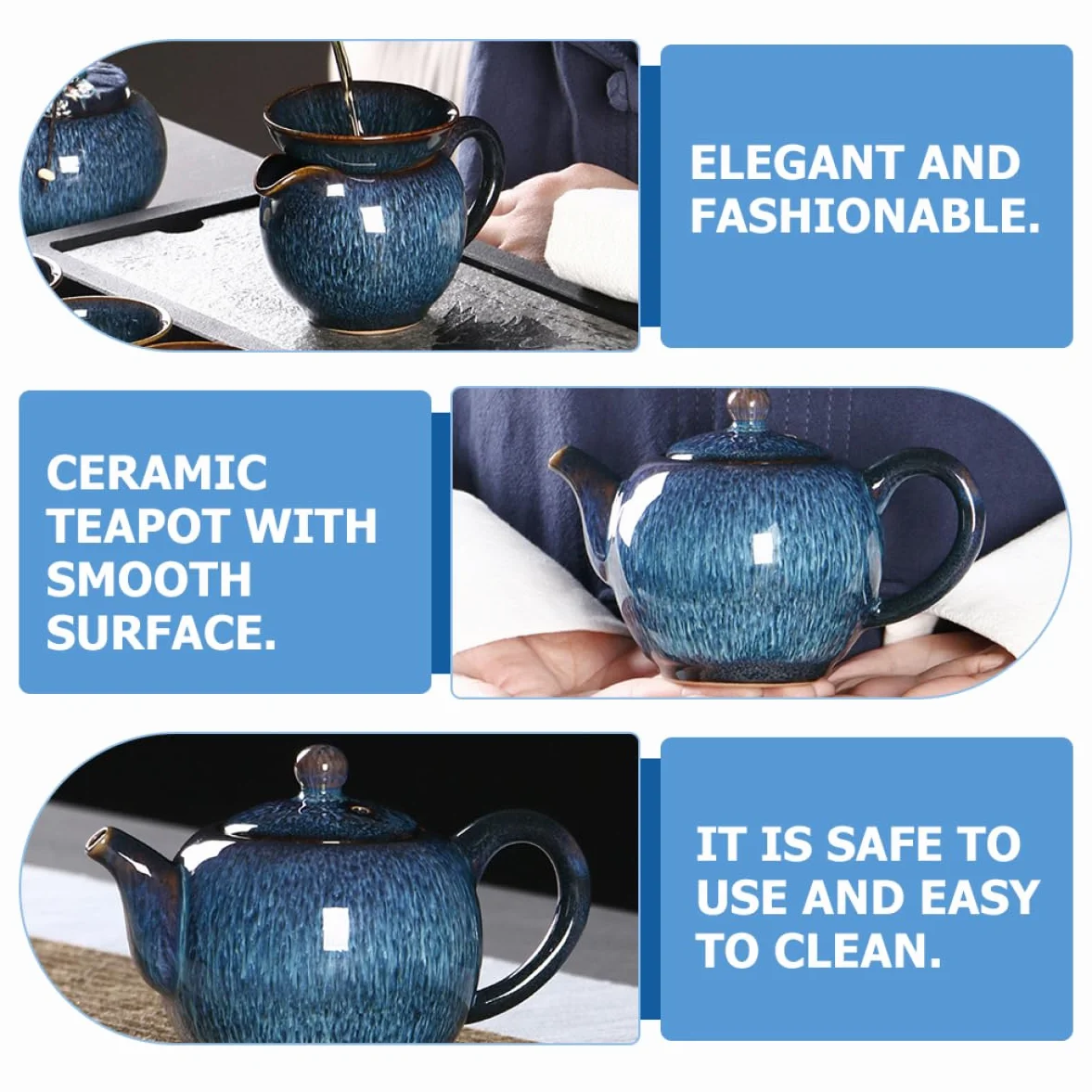 KICHOUSE Ceramic Teapot 300ml with Removable Stainless Steel Infuser for Loose Tea