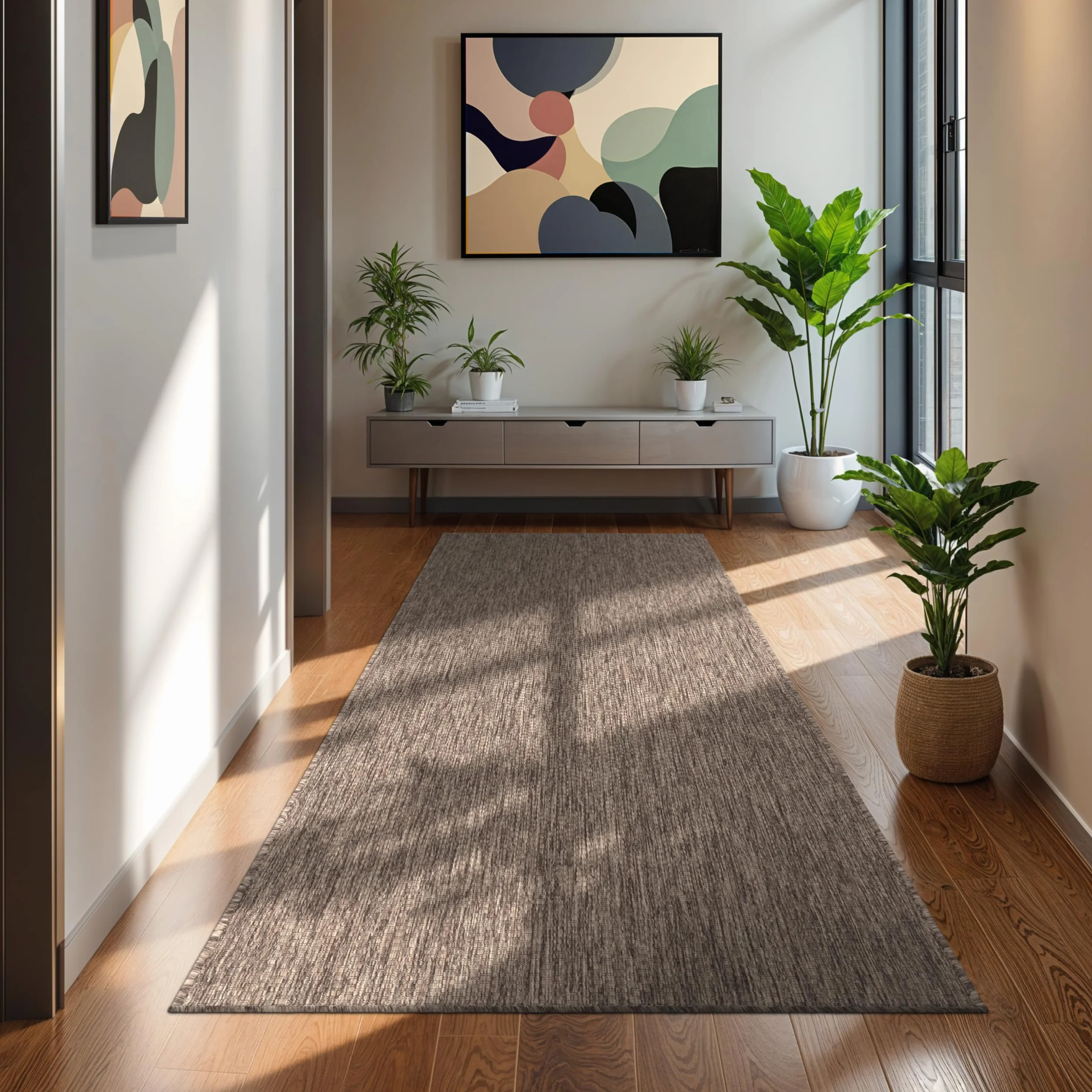 Paco Home Dywan Na Balkon I Taras Dywan Do Kuchni Jednobarwny Melan¿owy Wzór, Rozmiar:80x250 cm, Kolor: Taupe