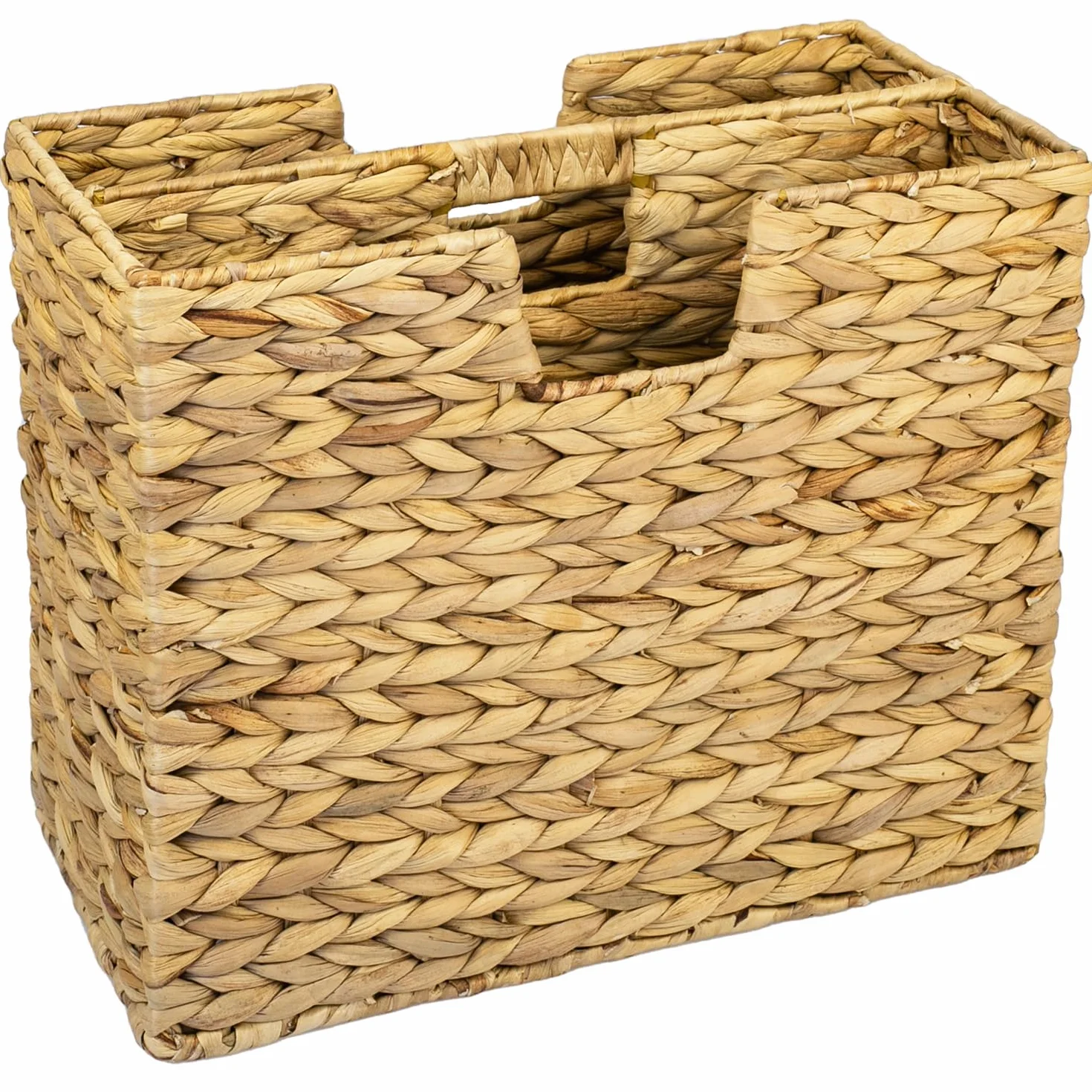 HMF Stojak na gazety, pleciony kosz na gazety z hiacyntu wodnego, 2 przegródki, 40 x 20 x 33 cm