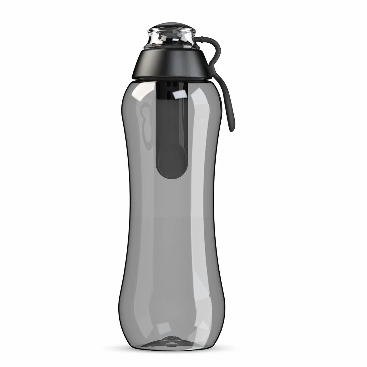 DAFI Butelka filtrująca Soft 500 ml Czarna - Wymienny filtr węglowy - Bez BPA, Usuwa smak i zapach chloru - Idealna do szkoły, pracy, na siłownię - Szczelny korek, Wyprodukowana w Europie
