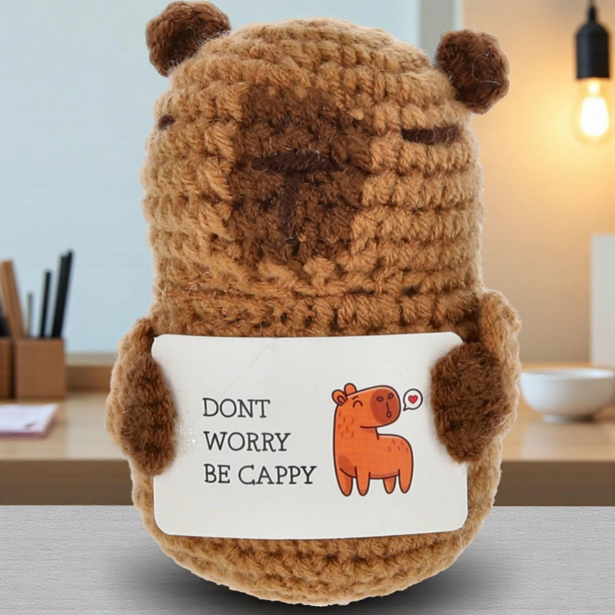 MIJOMA Talizman Positive Friends Ręcznie Wykonane Figurki Szydełkowe Motywujące Przesłania Capybara Don't Worry