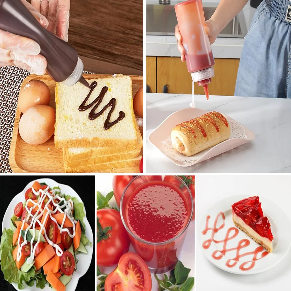 3-pak białych plastikowych butelek do wyciskania 237 ml butelek do wyciskania przypraw wielofunkcyjna butelka z tryskaniem do keczupu, oleju, dżemu, grilla, sosu, grillowania, rękodzieła, dozowników
