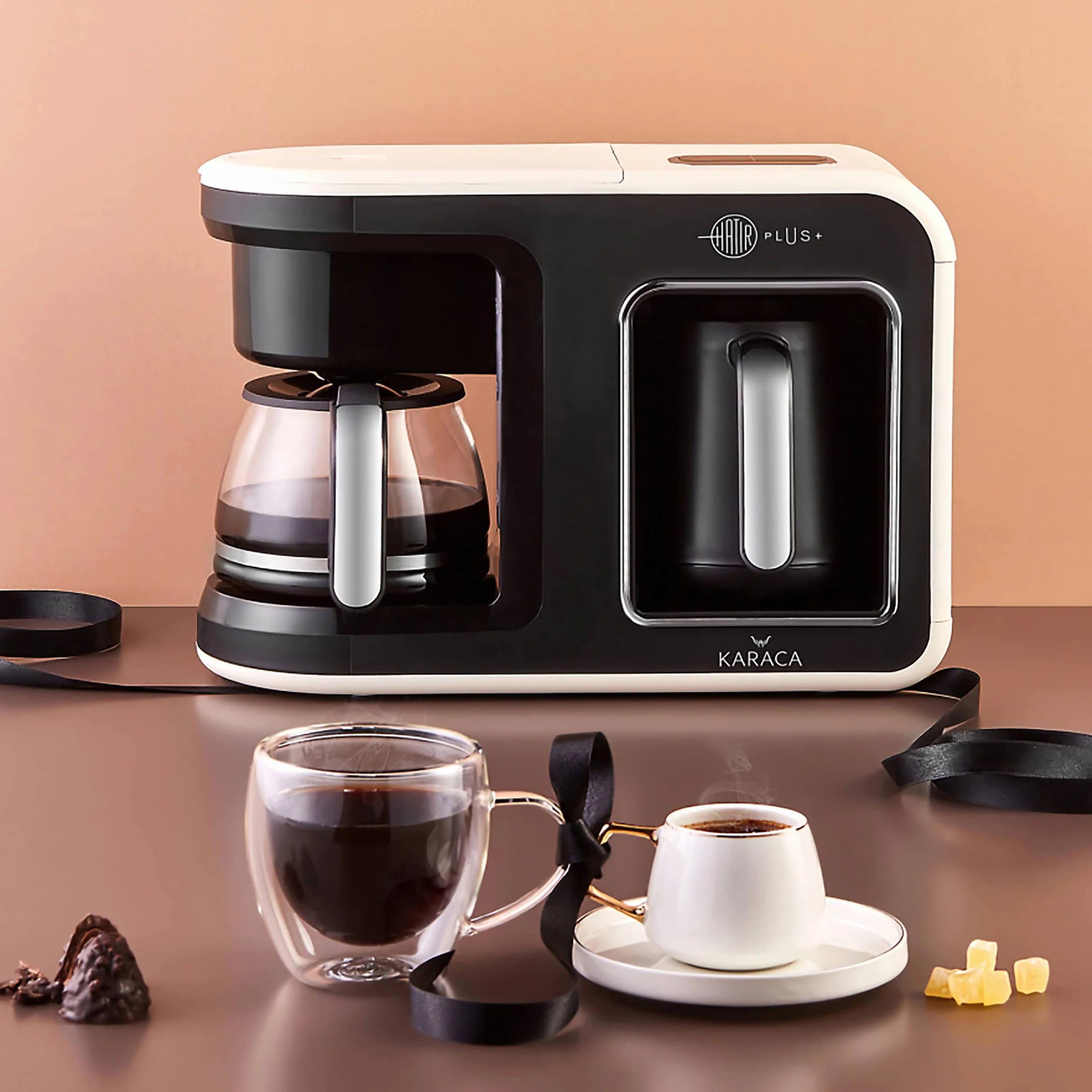 KARACA Saturn Gold turecki zestaw filiżanek do kawy dla 6 osób, 12-częściowy kubek do espresso ze spodkami, mały porcelanowy nowoczesny zestaw do serwowania greckiej, arabskiej kawy (100 ml)