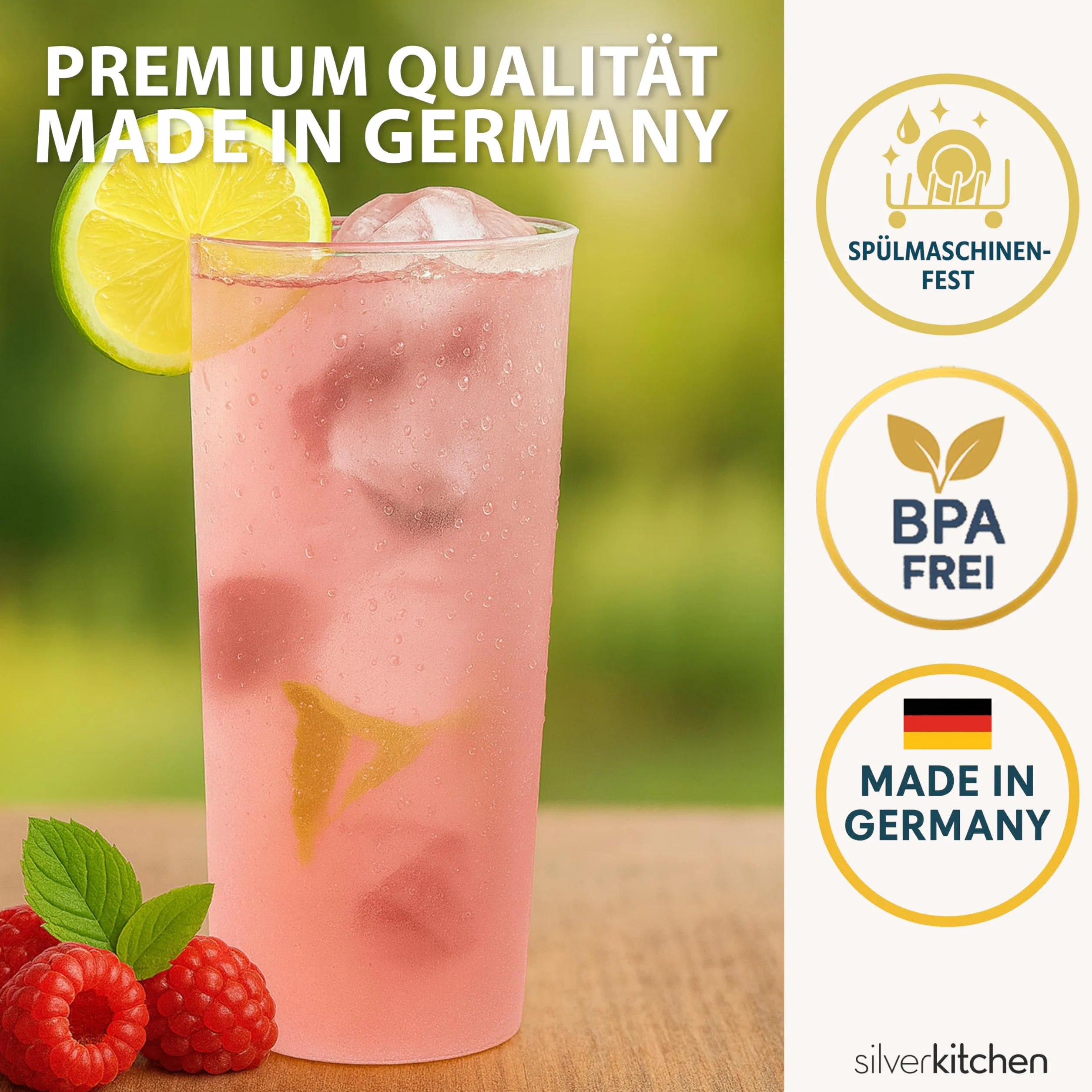 Kubek do long drinków 0,3 l, wielokrotnego użytku, BPA-free, z podziałką, zmywarka
