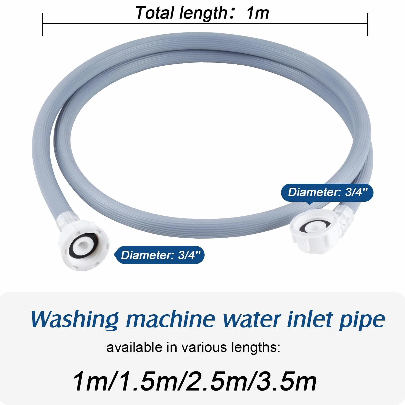 twoonto Washing Machine Inlet spodnie do pralek, wąż dopływowy 1 m, uniwersalny wąż dopływowy do pralek i zmywarek, wąż doprowadzający wodę 3/4 cala
