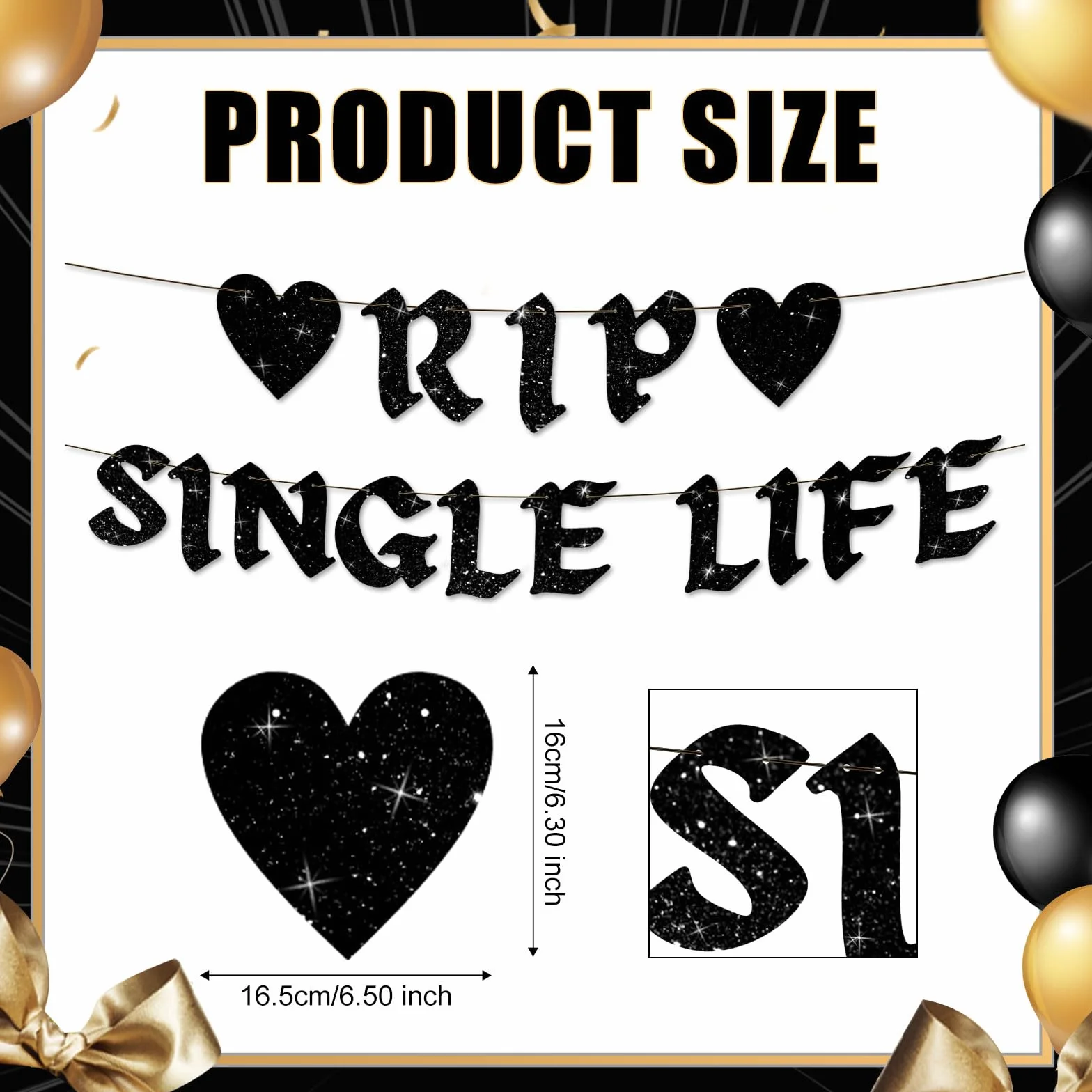 Baner Rip Single Life 2,44 m z Brokatem na Wieczór Panienski Zabawne Tło Ślubne Girlanda