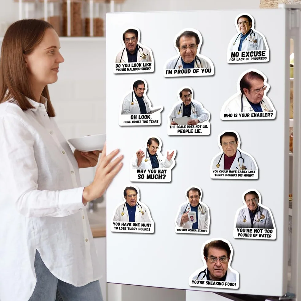Dr Nowzaradan Magnesy, 12 szt. Zabawne magnesy na lodówkę Dr. Now, urocze magnesy na lodówkę, inspirujące magnesy na lodówkę z napisem Dr Now do lodówki