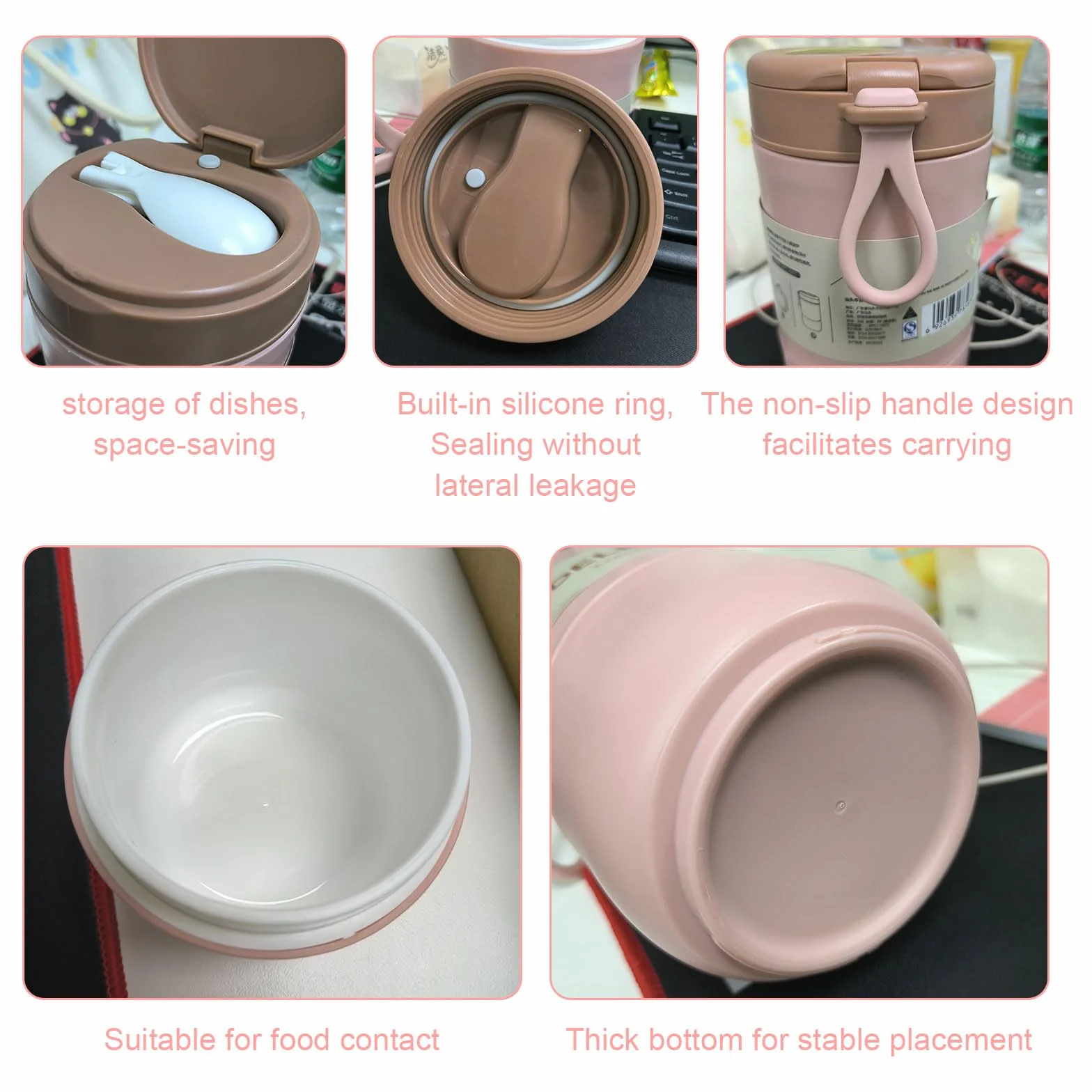 2 kubki na musli to go z pokrywką, materiał PP, owsianka, kubek na jogurt, z łyżeczką, 780 ml, kubek na musli na wynos, dwuwarstwowe, szczelne, idealne do pracy, szkoły