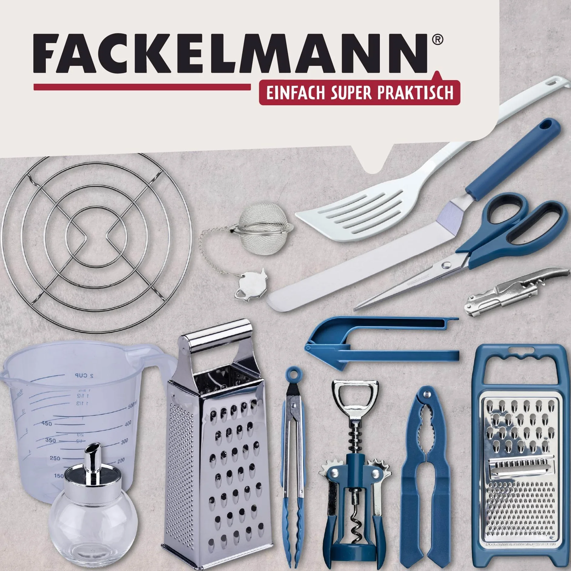 Fackelmann Tarka czworokątna Essential ze stali nierdzewnej, wielofunkcyjna do sera, warzyw, owoców i czekolady