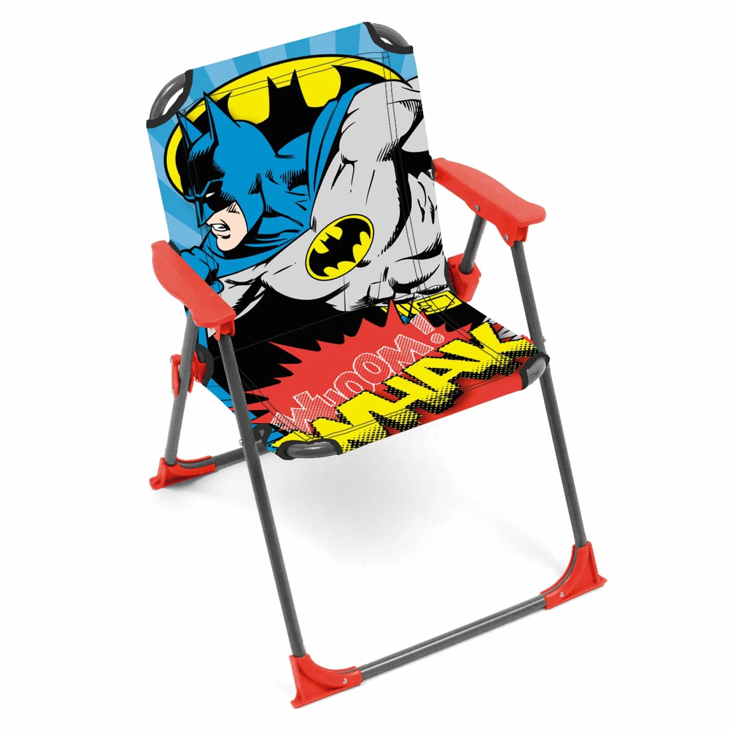 ARDITEX Krzesło składane z ramionami Batmana firmy DC Comics - 38 x 32 x 53 cm - Nadaje się do ogrodu, na kemping, plażę lub w górach - idealne dla chłopców i dziewcząt.