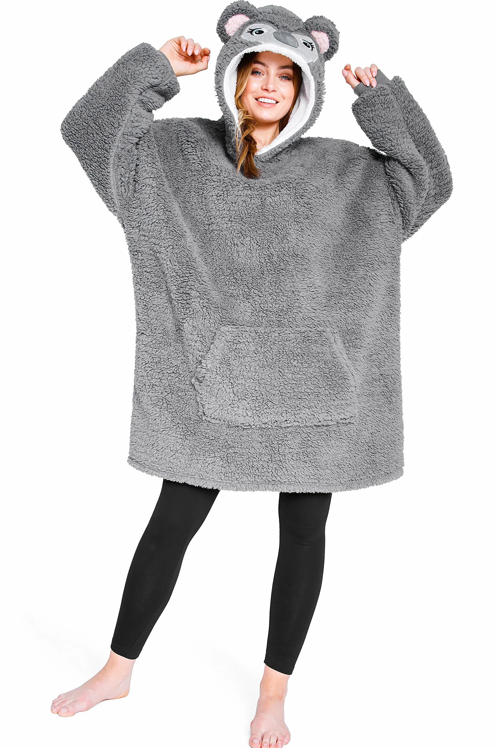 CityComfort Koc z kapturem oversize polarowy z rękawami dla kobiet i mężczyzn