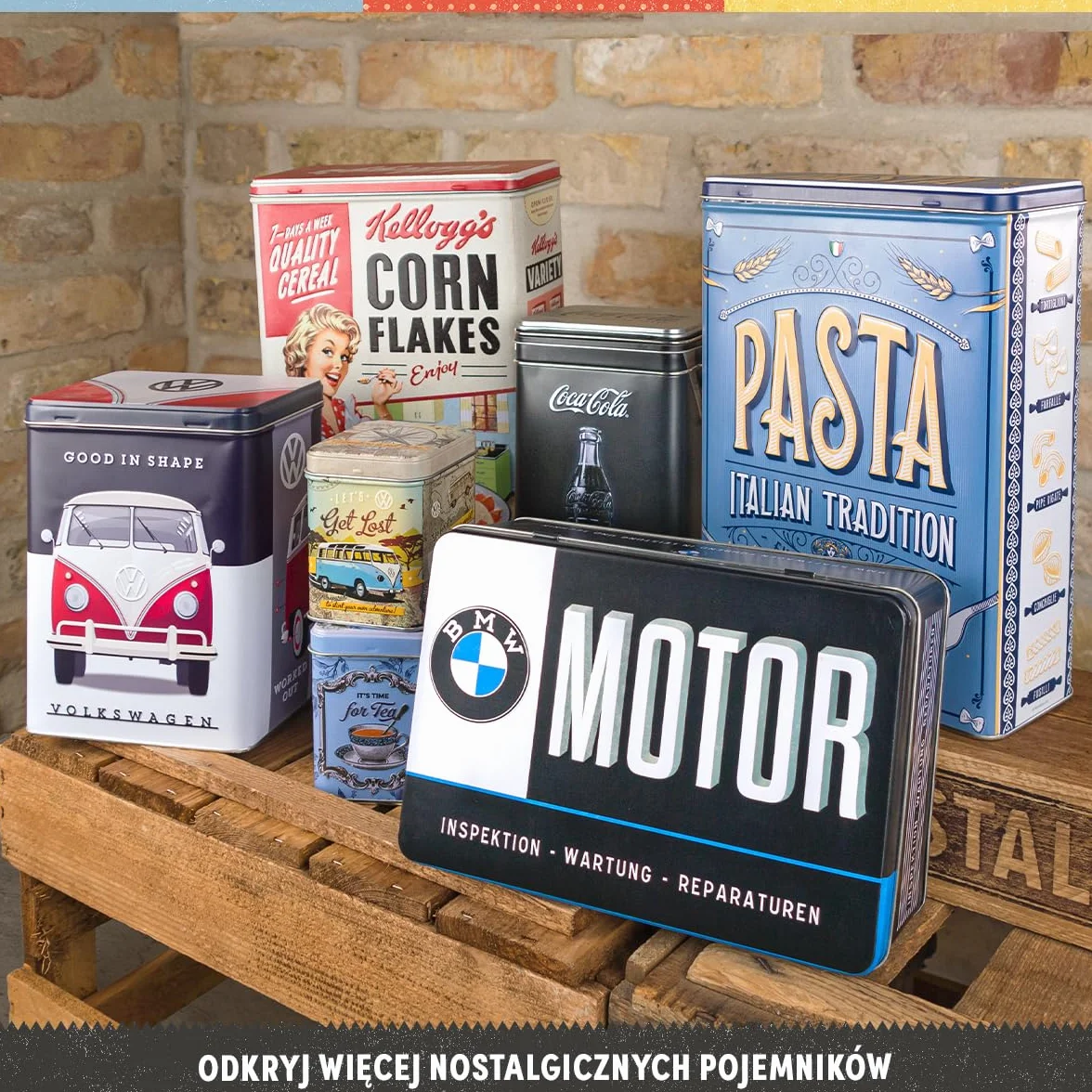 Nostalgic-Art Retro puszka na herbatę, 100 g, VW Bulli – Let's Get Lost – Pomysł na prezent dla miłośnika Volkswagena Busa, Official License Product (OLP), metalowy pojemnik na herbatę, Styl vintage