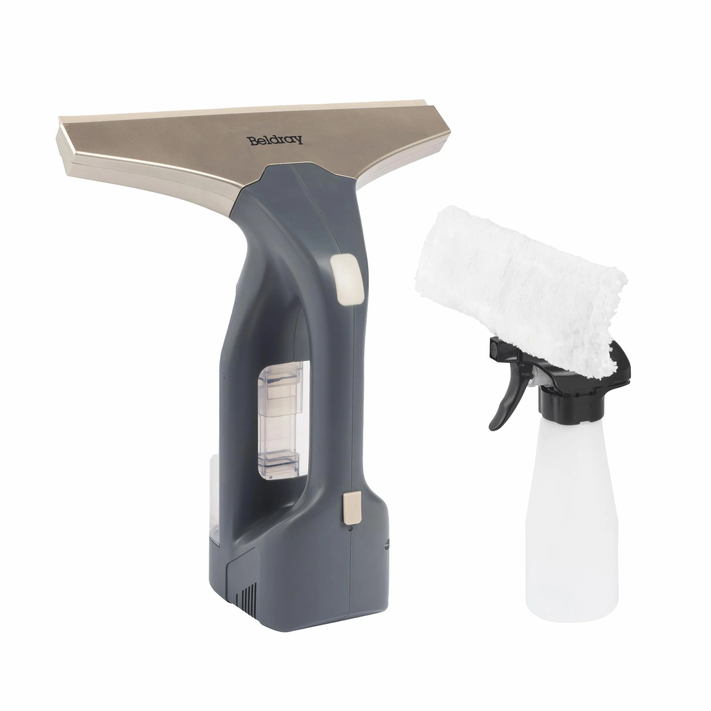 Beldray Window Vac Plus+ Odkurzacz do okien bezprzewodowy – 30 min pracy, wyjmowany zbiornik 100 ml, lekki 20W, 3,7V Li-Ion, dołączona butelka ze spryskiwaczem i ściereczka
