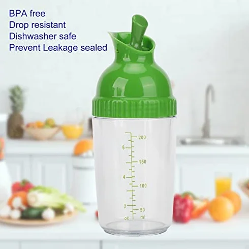 200 Ml Shaker do Sałatek Słoik do Sałatek Szczelny Mikser do Sałatek z Pokrywką do Kuchni(Zielony)