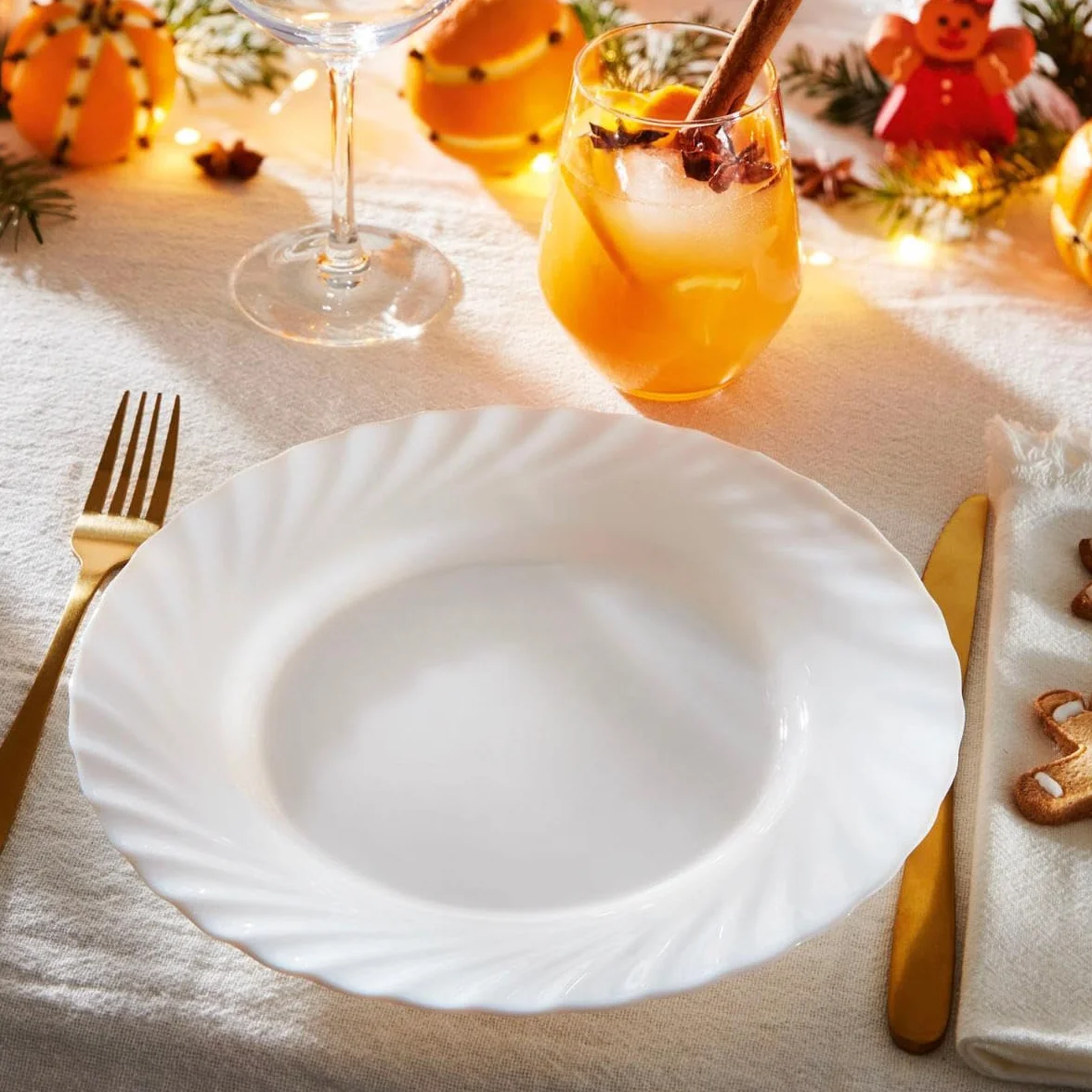 Porcelanowy zestaw obiadowy 19 sztuk Luminarc kuchnia zastawa stołowa serwis talerz ceramiczny