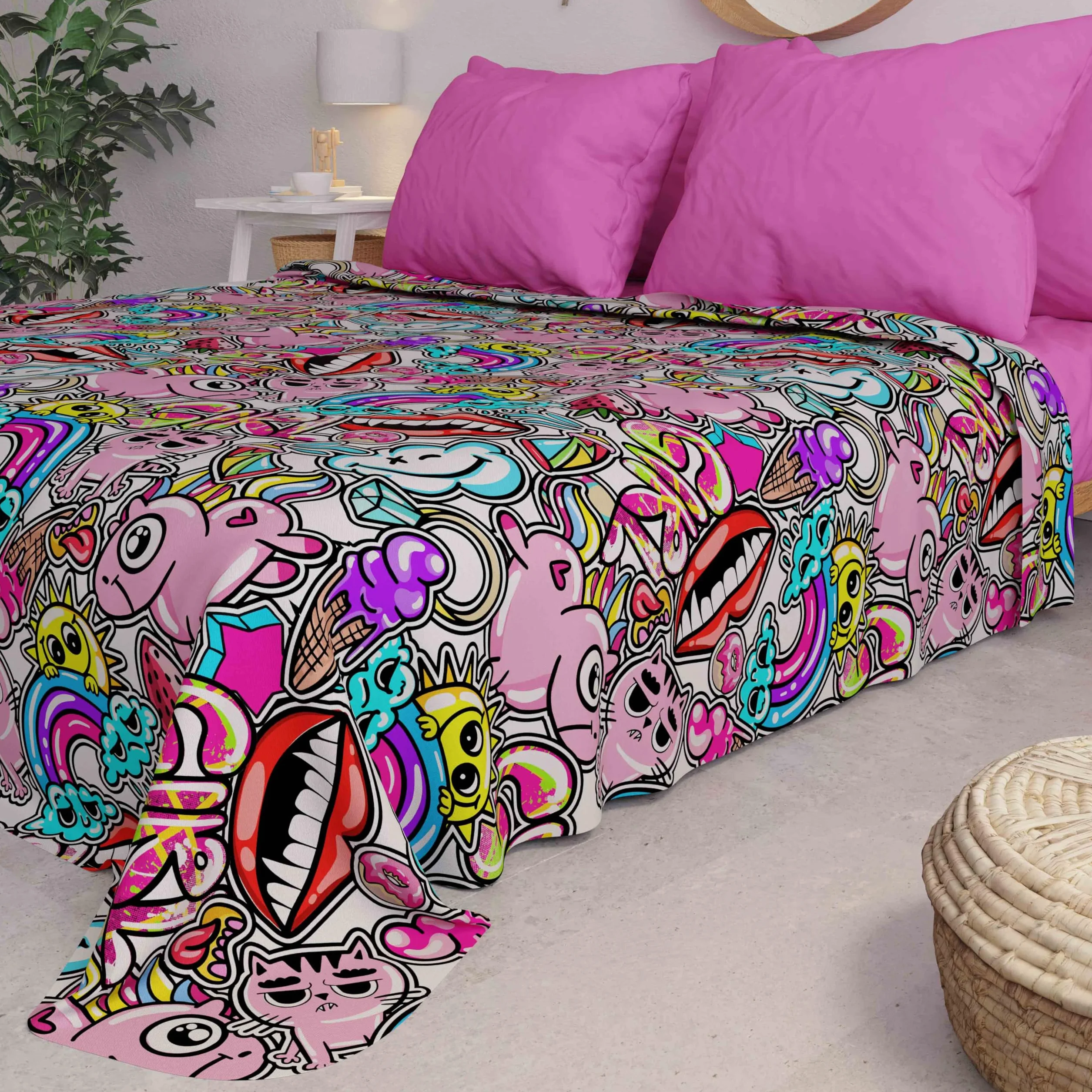 PETTI Artigiani Italiani Koc 165x260 cm Lekki Jednoosobowy Motyw Malowidła 100% Włochy