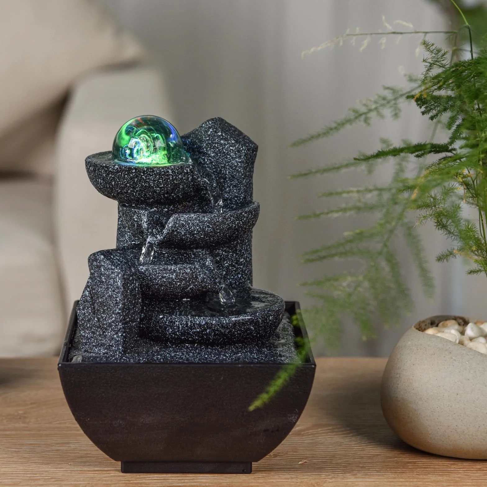 Lopo Zen'Light Fontanna do wnętrz LED H 18 cm Stołowa Zamknięta