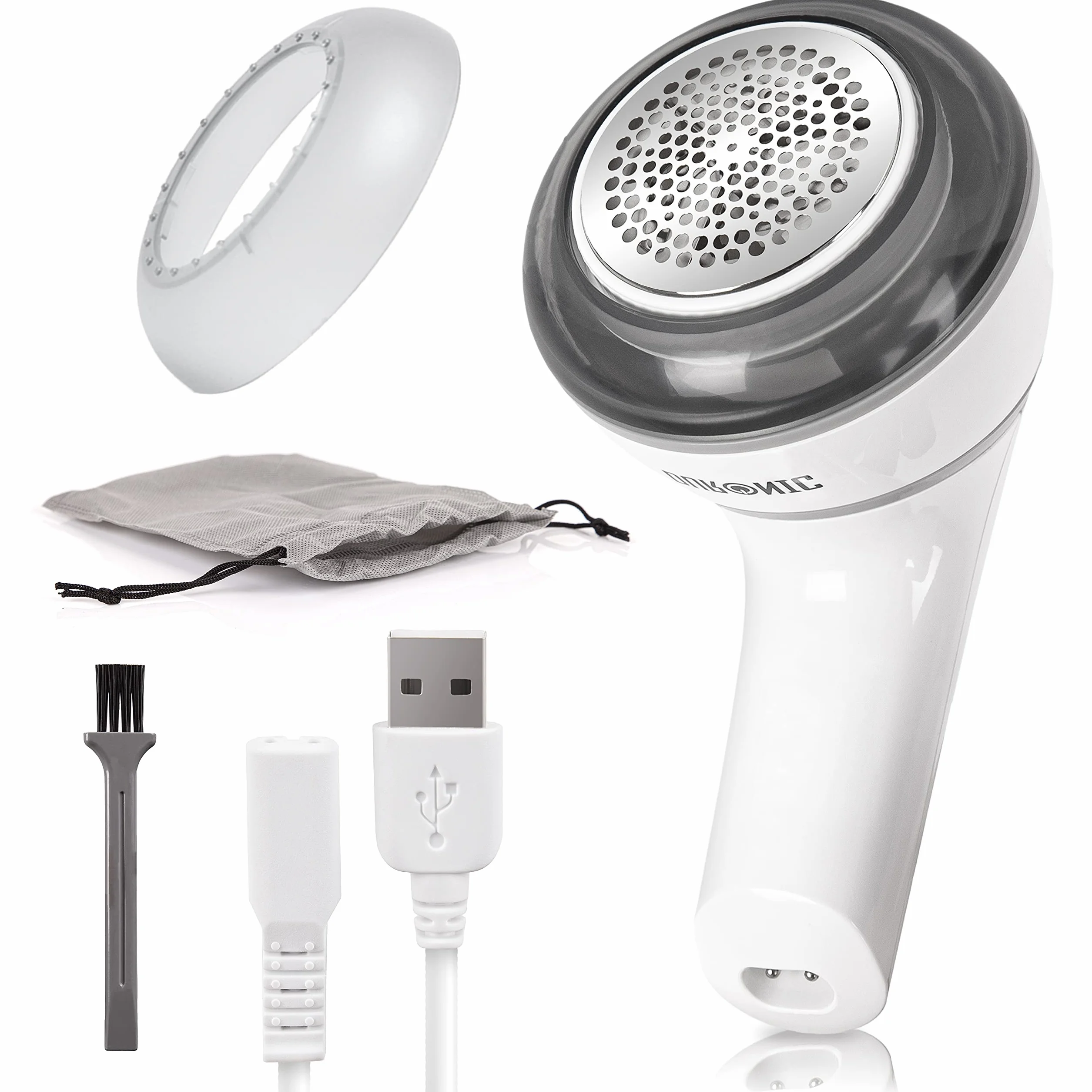 Duronic FS16USB golarka do tkanin | De-Bobbler | usuwa kłaczki i pompki z ubrań, zmywacz do pigułek i tkanin, obrotowy uchwyt, ładowanie USB, etui do przechowywania, ożyw stare swetry, płaszcze