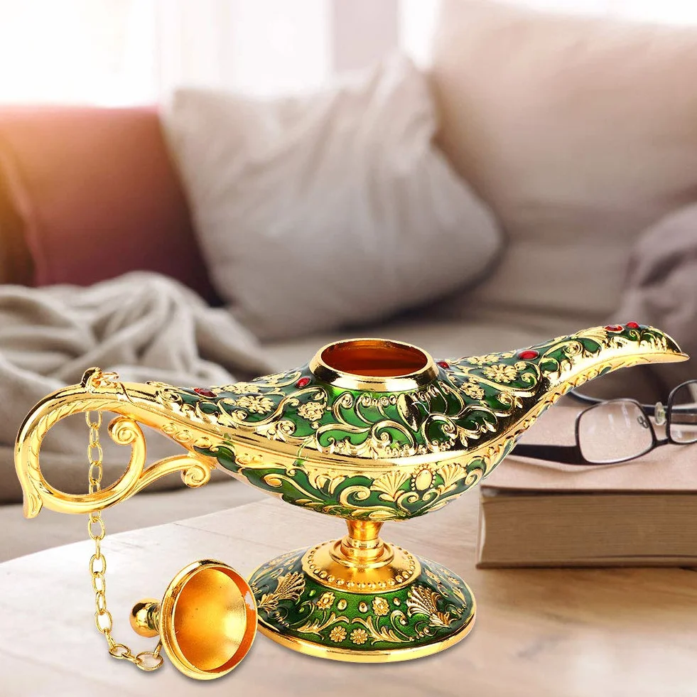 Aladdin Magic Genius lampa olejna palnik kadzidła dekoracja stołu zielona