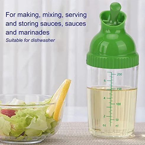 200 Ml Shaker do Sałatek Słoik do Sałatek Szczelny Mikser do Sałatek z Pokrywką do Kuchni(Zielony)