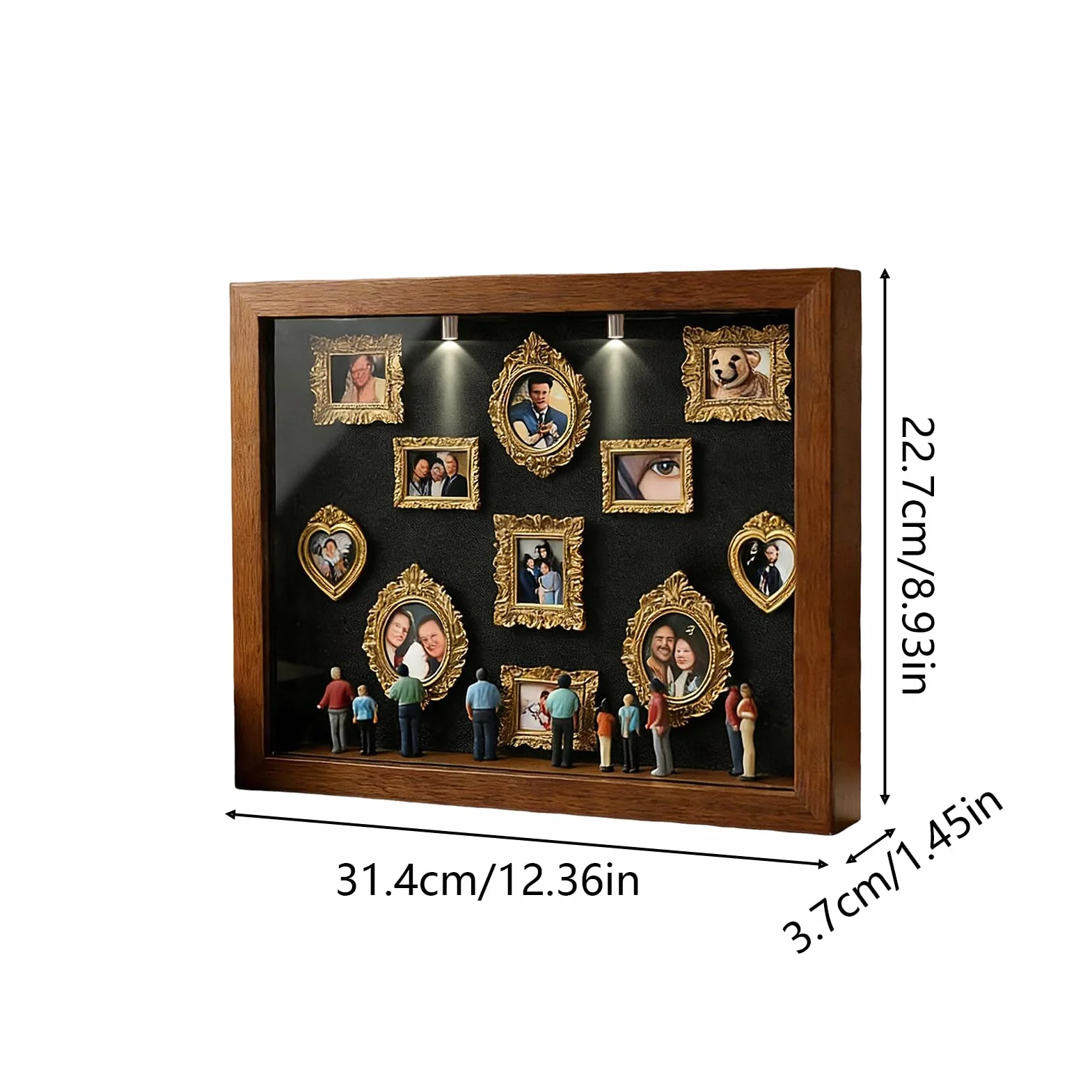Zestaw DIY Muzeum dla par - Ramka Wyświetlacza Cienia Z Miniaturowymi Figurami I Złotą Ramką Małe Pudełko Cień Muzeum DIY | Miniaturowe wspomnienia - Mini Museum Box - Wesele Wakacje