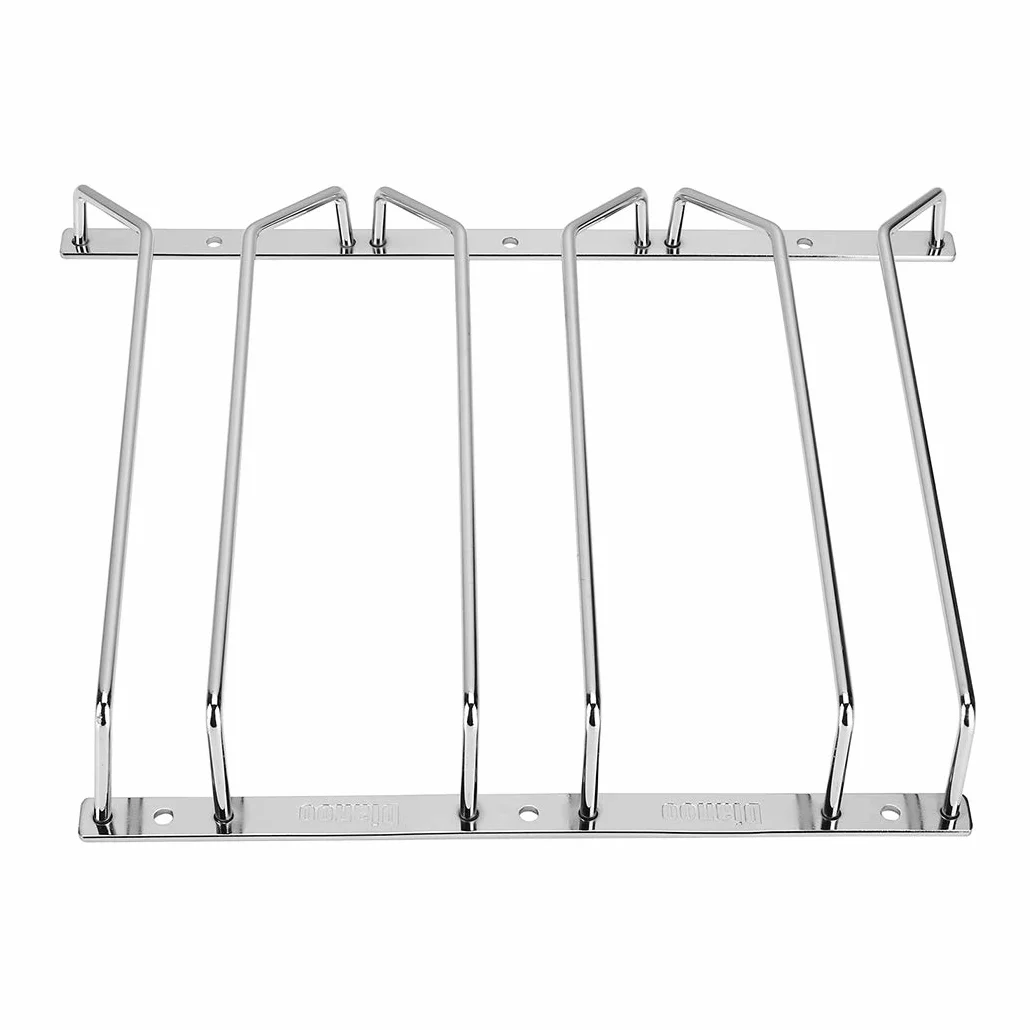 Chrome Wine Glass Rack Under Cabinet Hanging Stemware Holder 27cm 3 Rows