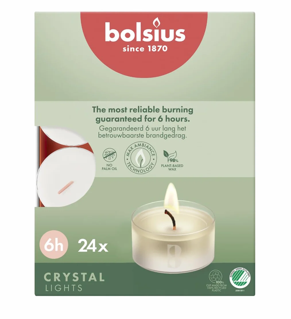Bolsius Crystal Podgrzewacz, Biały, 24 Sztuki