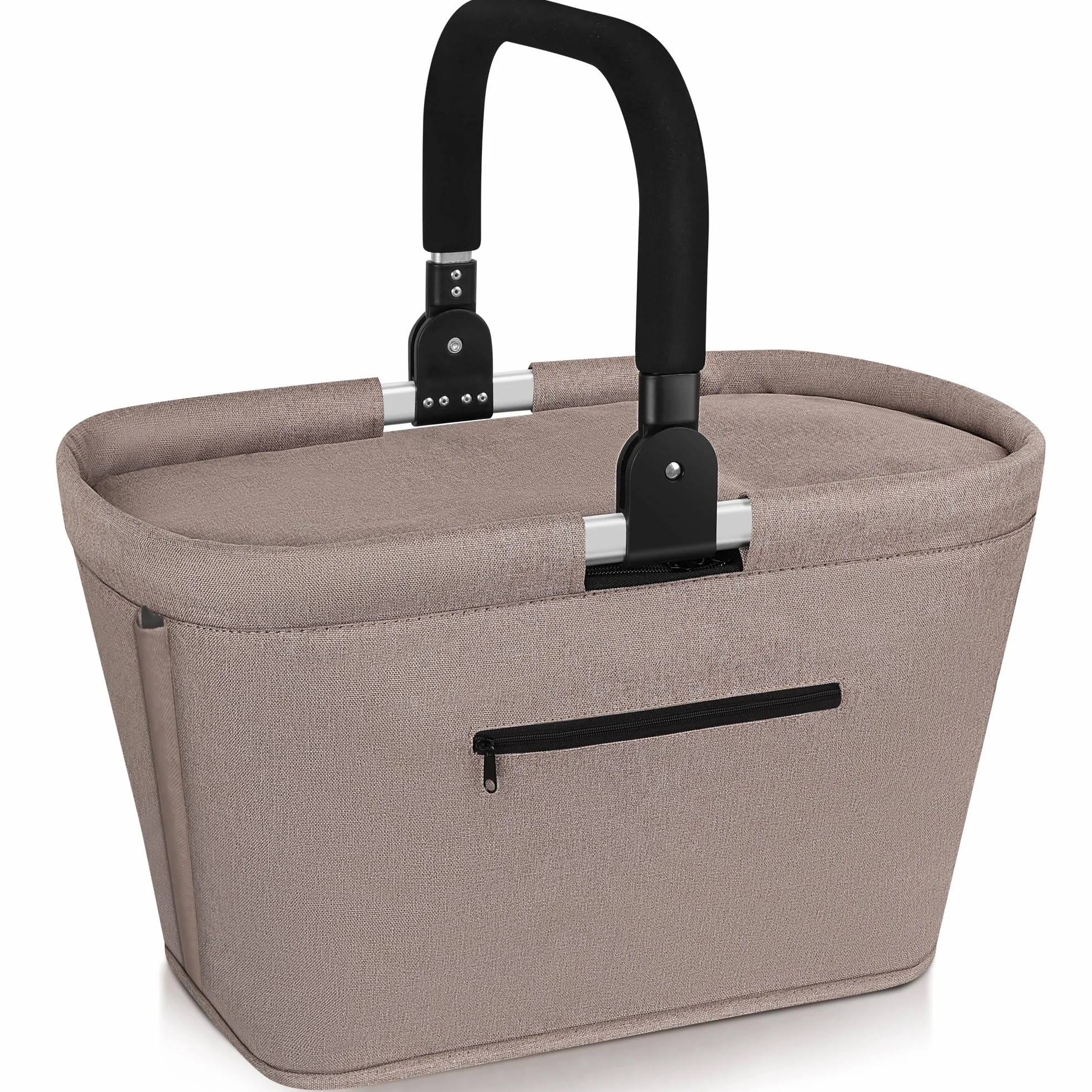 Składany Kosz Piknikowy 35 l Izolowany Termiczny Aluminiowy Uchwyt Khaki